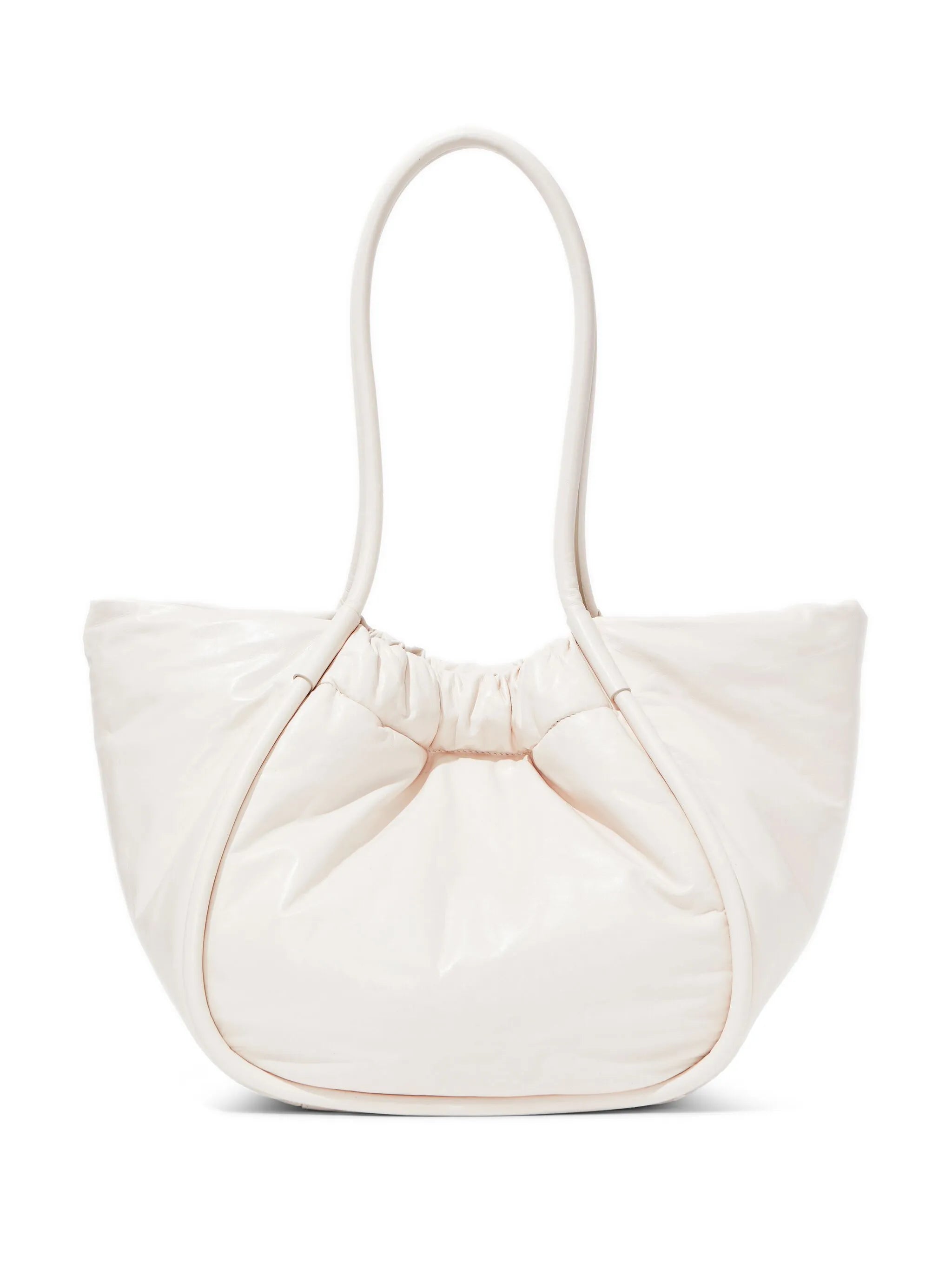 ruched leather tote bag