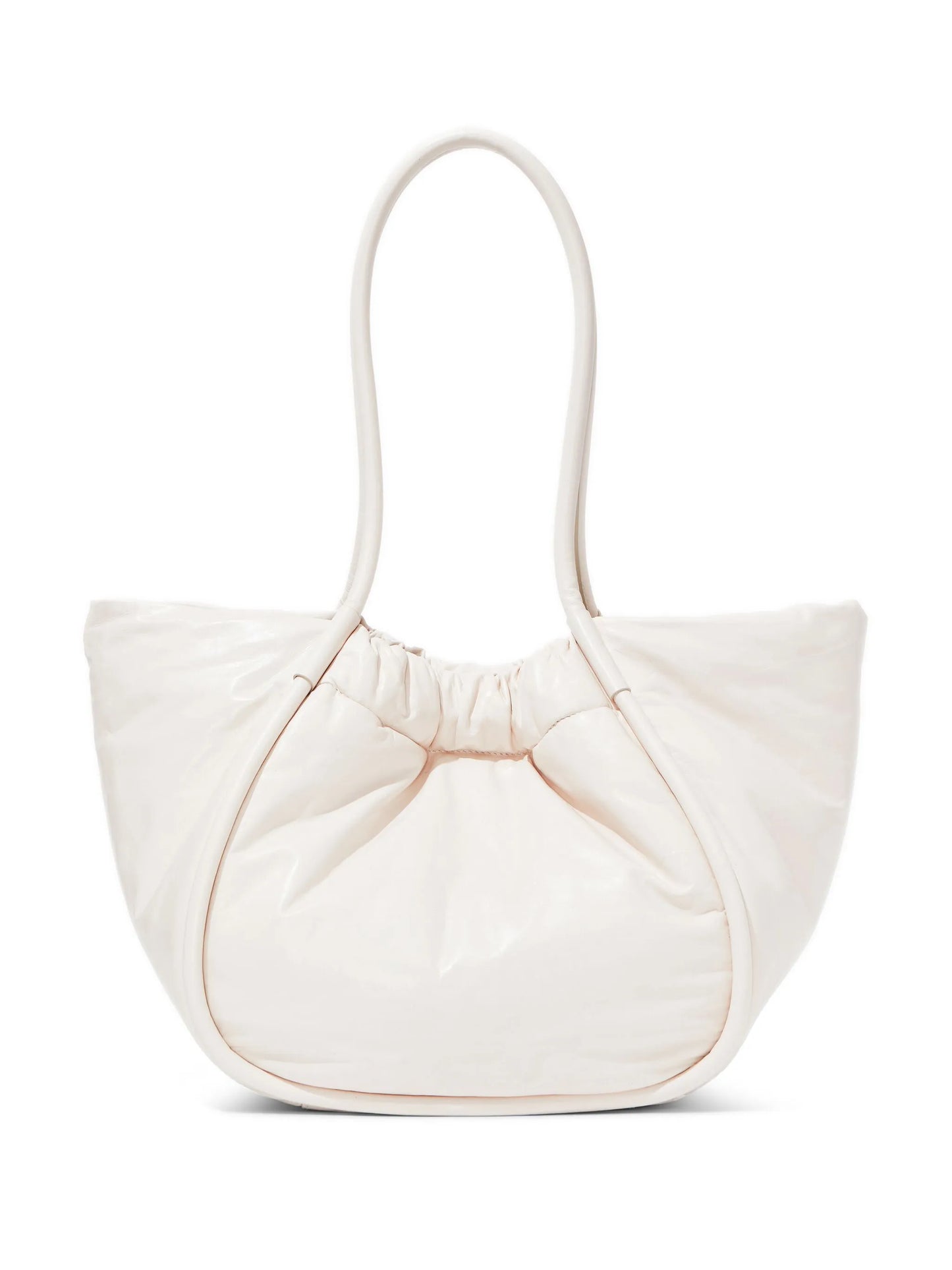 ruched leather tote bag