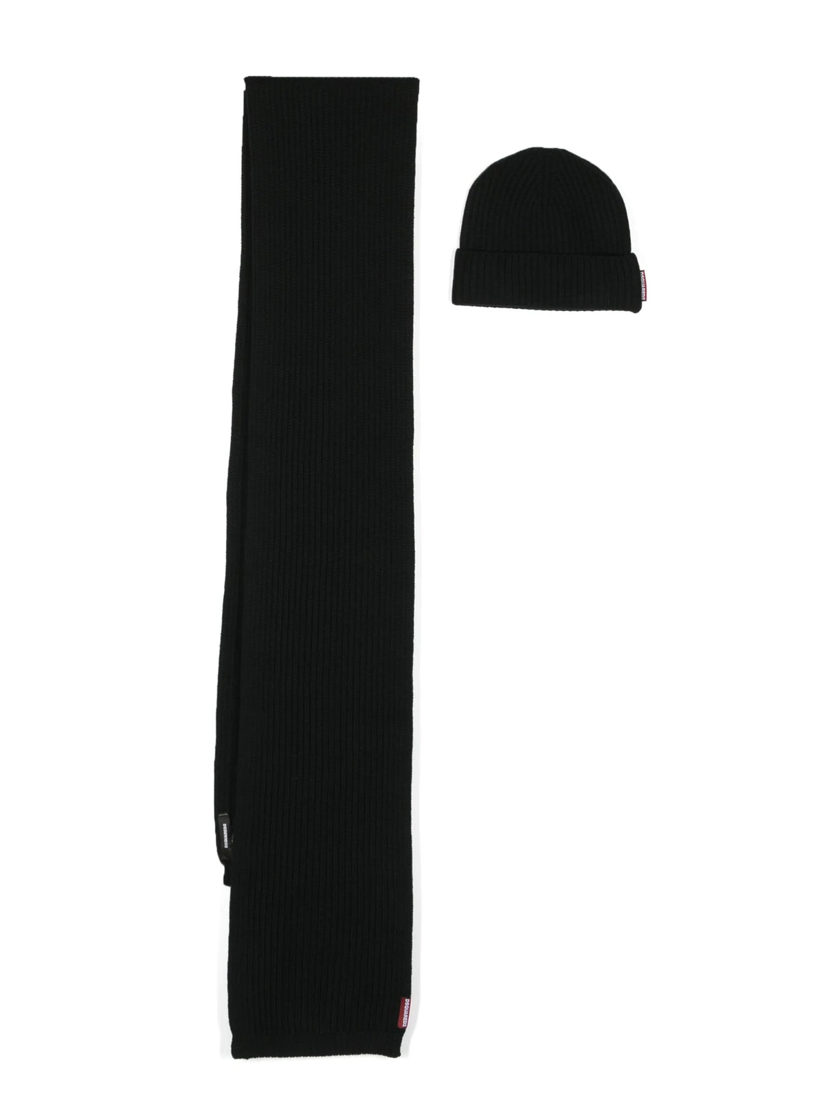 ribbed-knit beanie hat and scarf set