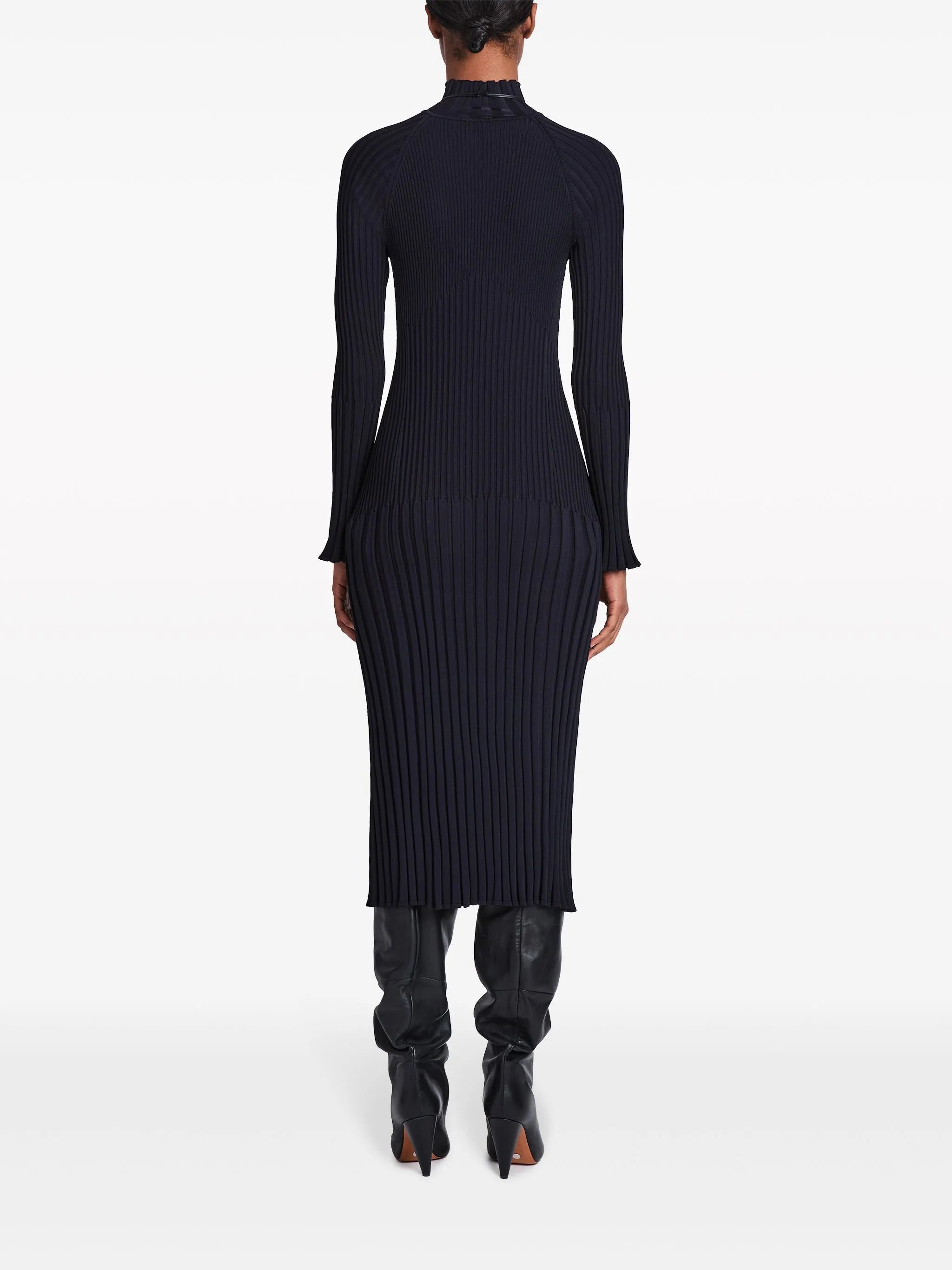 roll-neck ribbed midi dress
