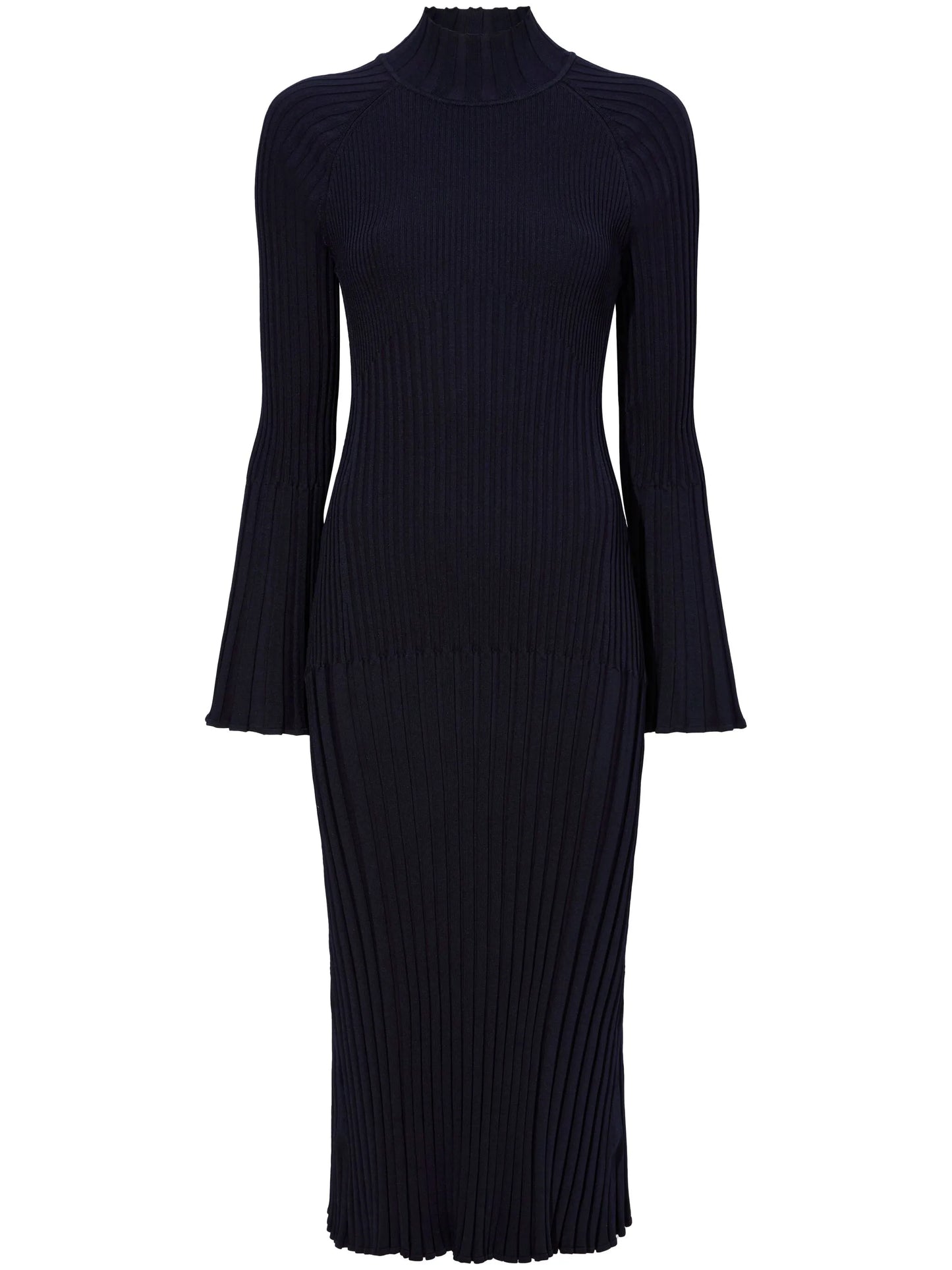 roll-neck ribbed midi dress