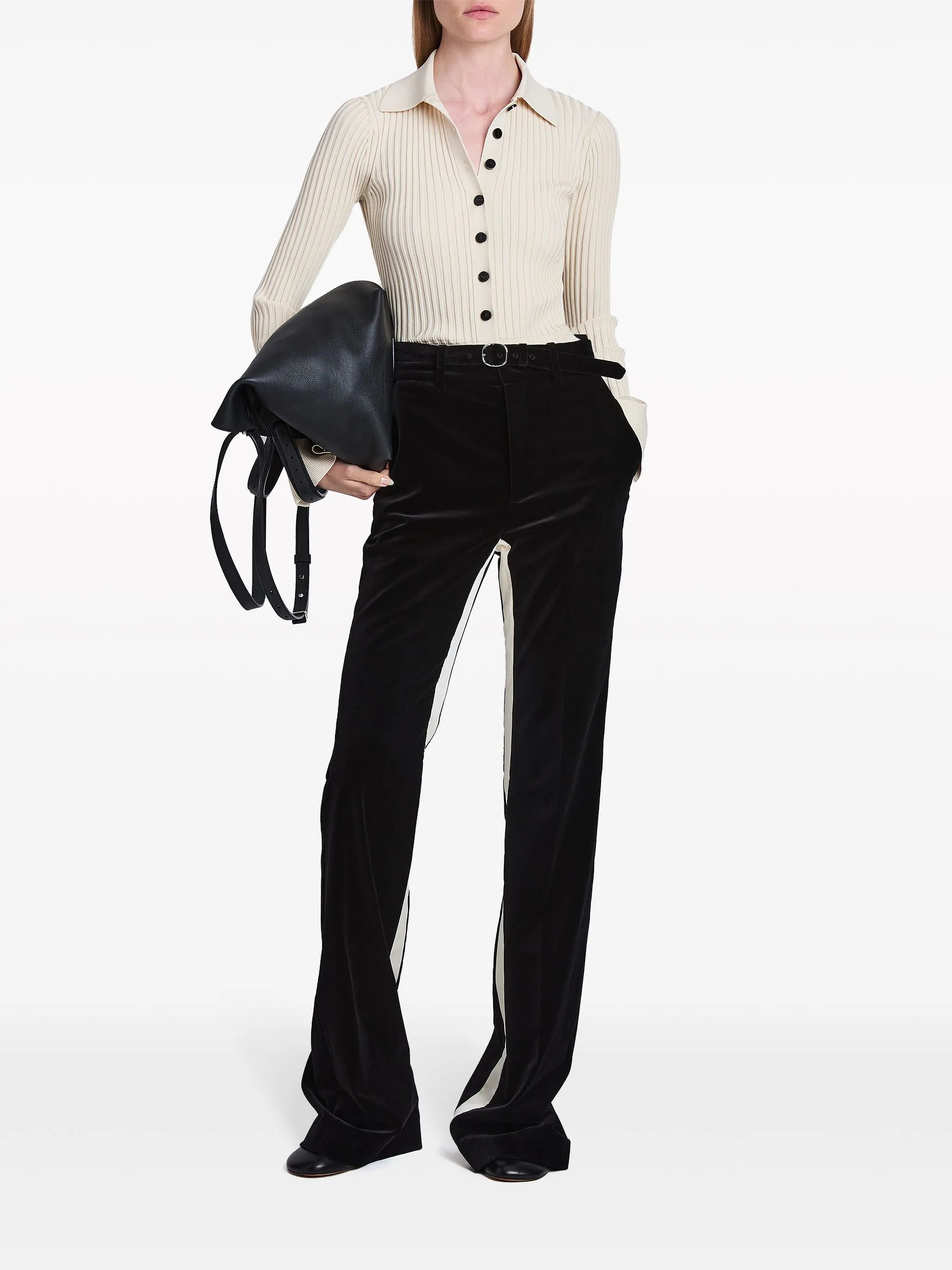 button-up ribbed top