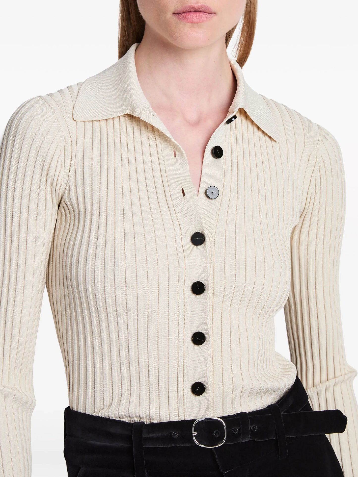 button-up ribbed top