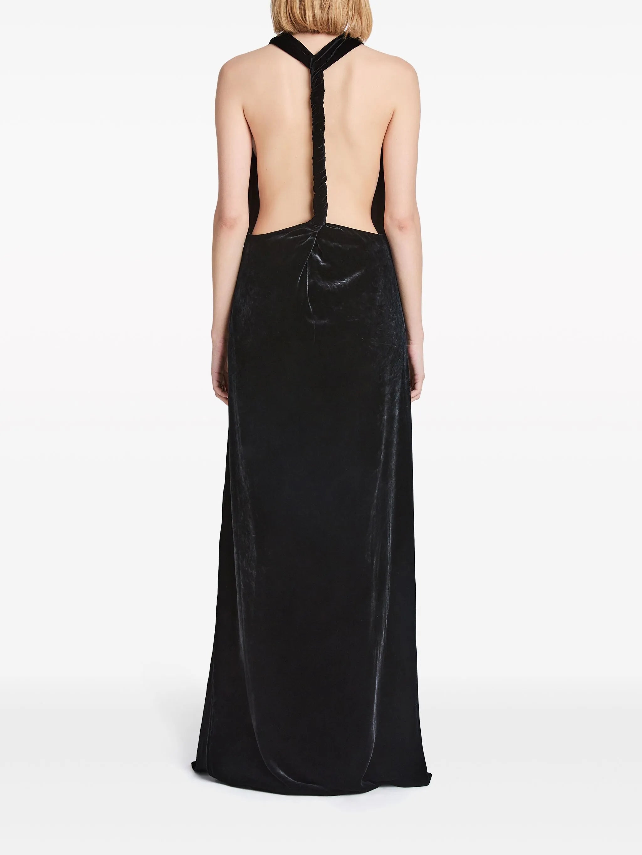 velvet cowl-neck gown