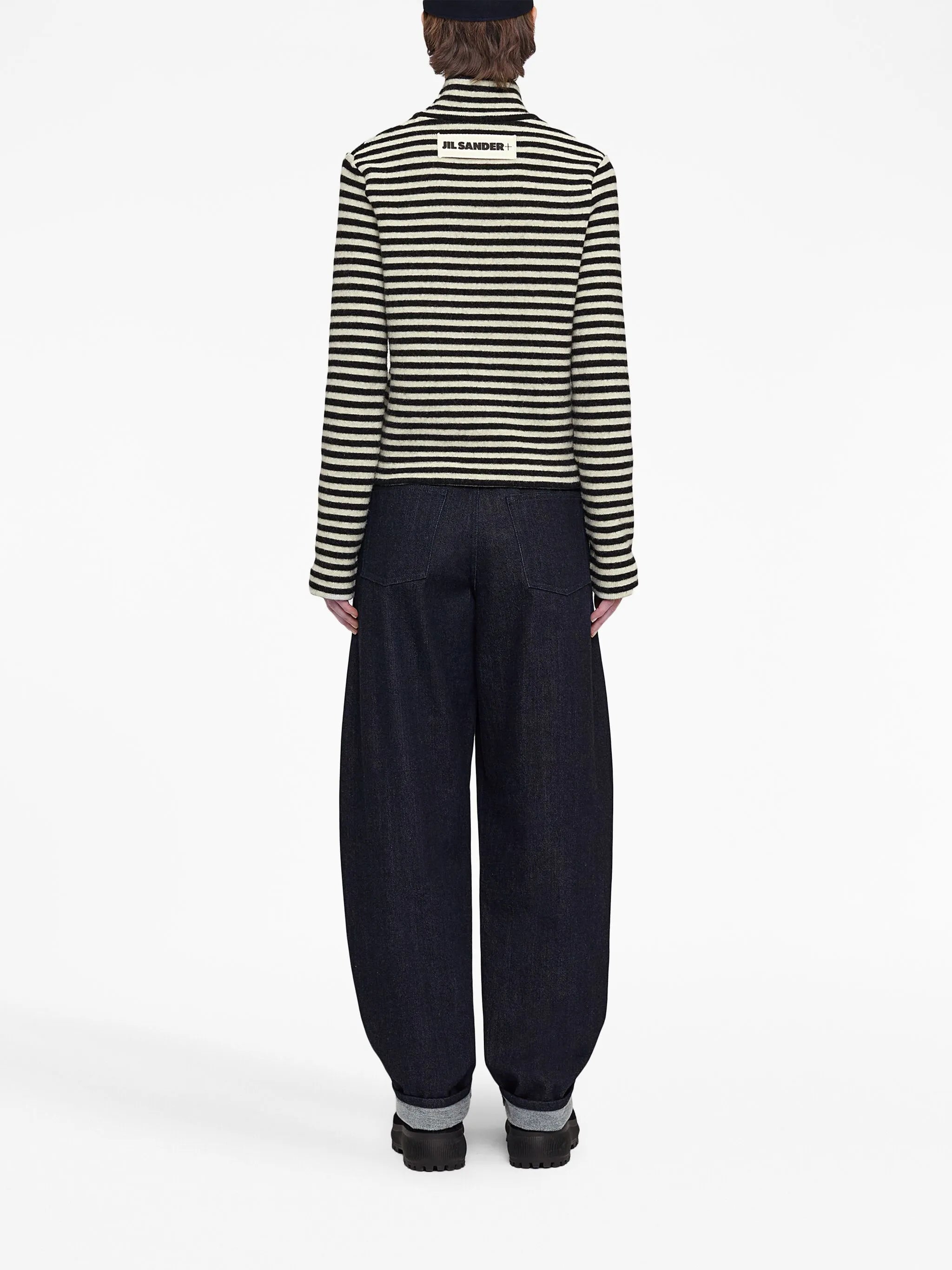 logo-patch striped wool sweater