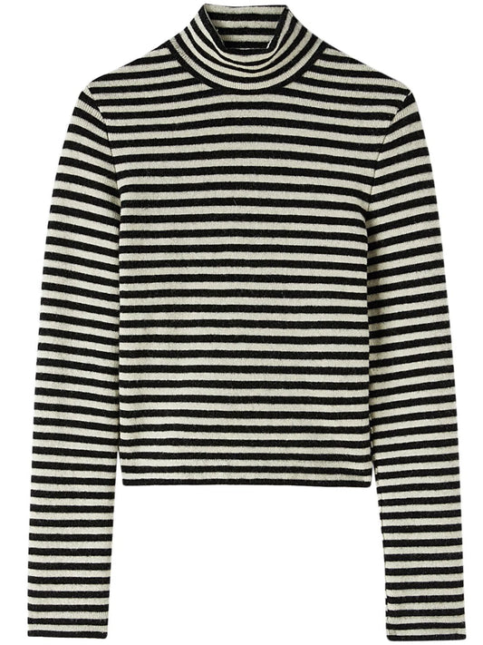 logo-patch striped wool sweater