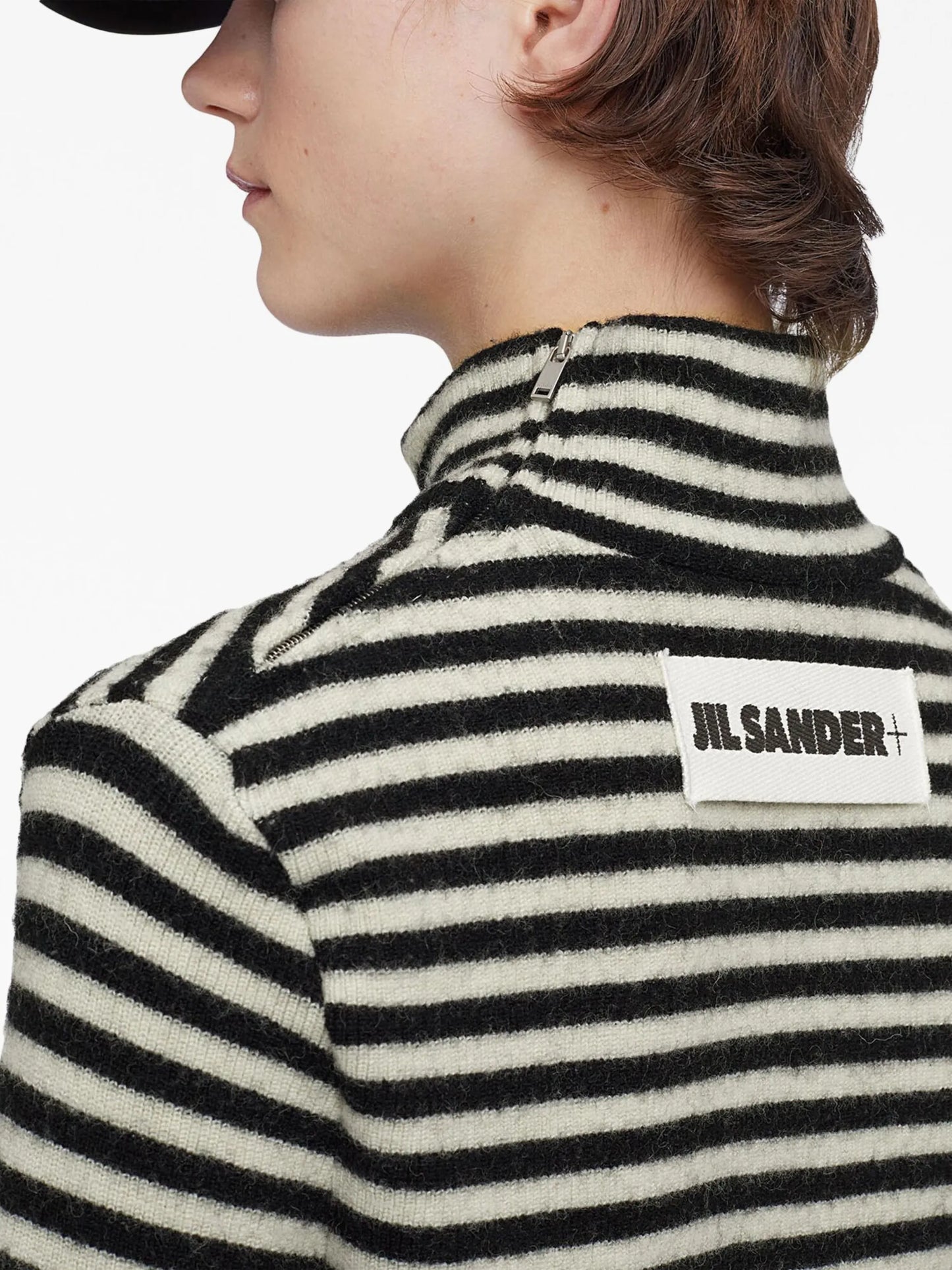 logo-patch striped wool sweater