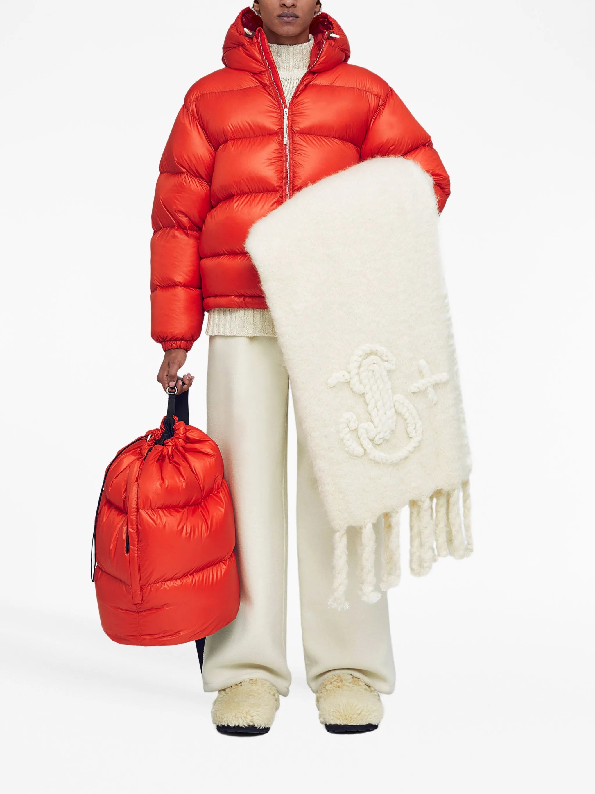 long-sleeve padded hooded jacket