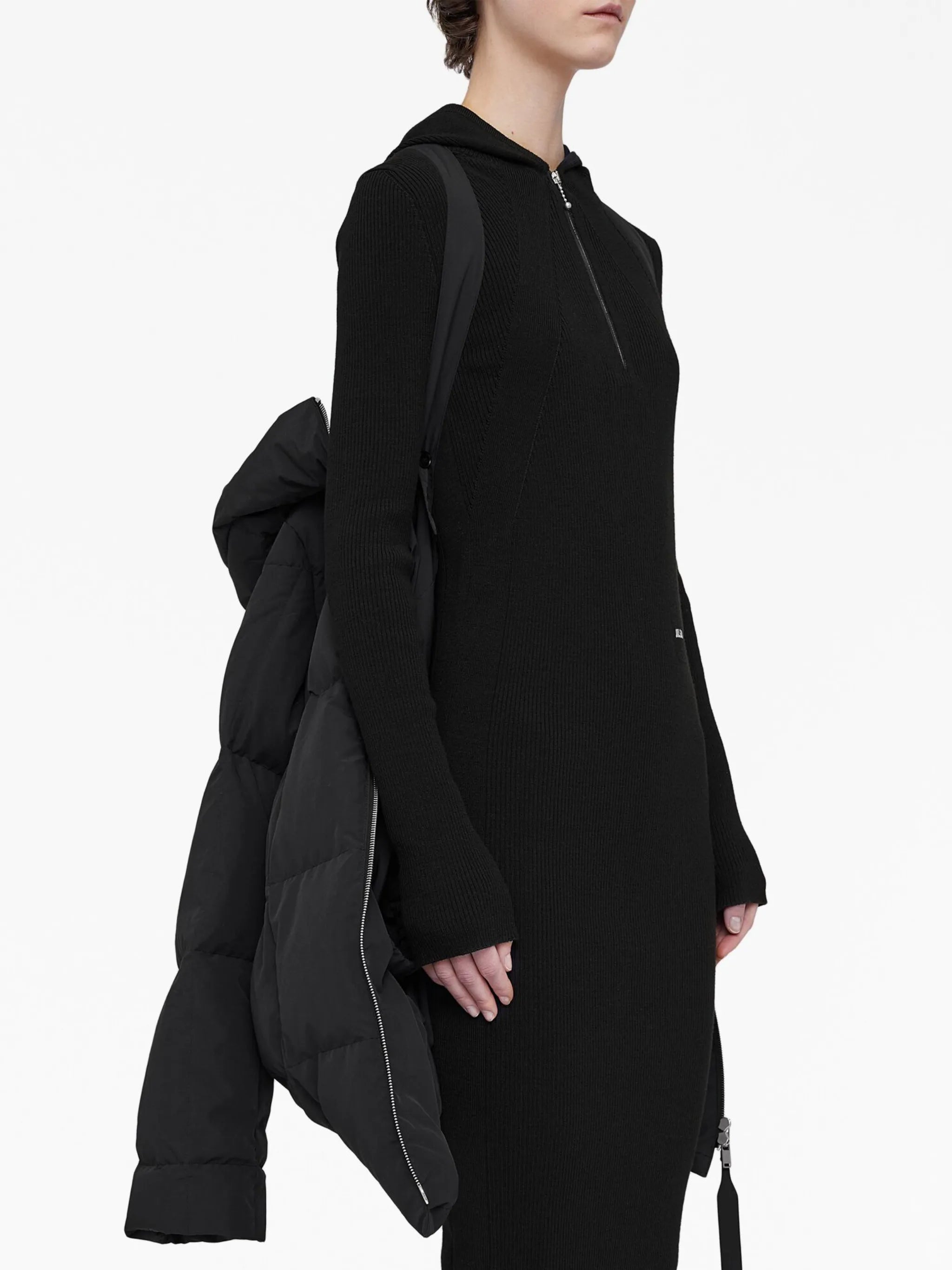 hooded quilted down jacket