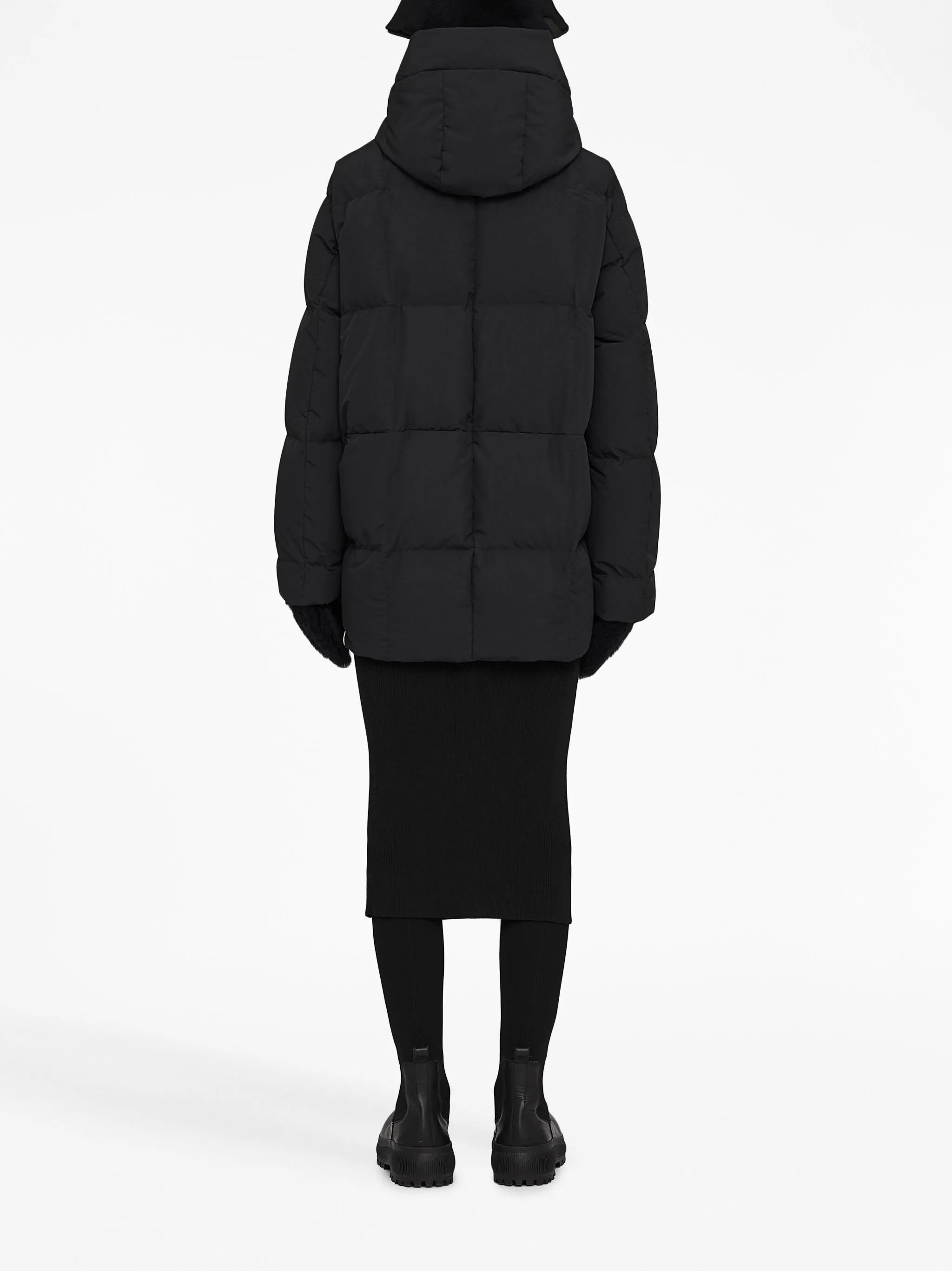hooded quilted down jacket