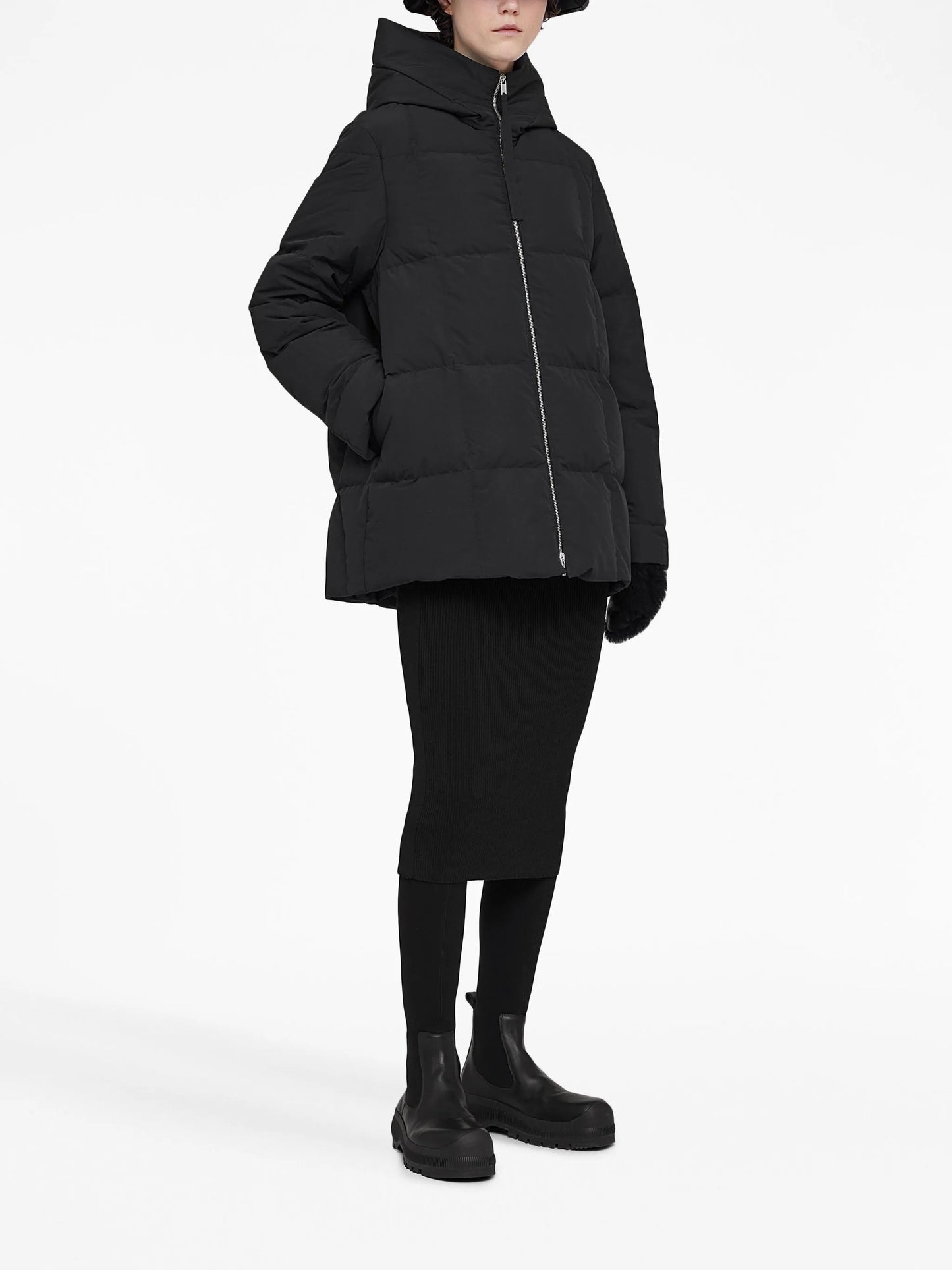 hooded quilted down jacket
