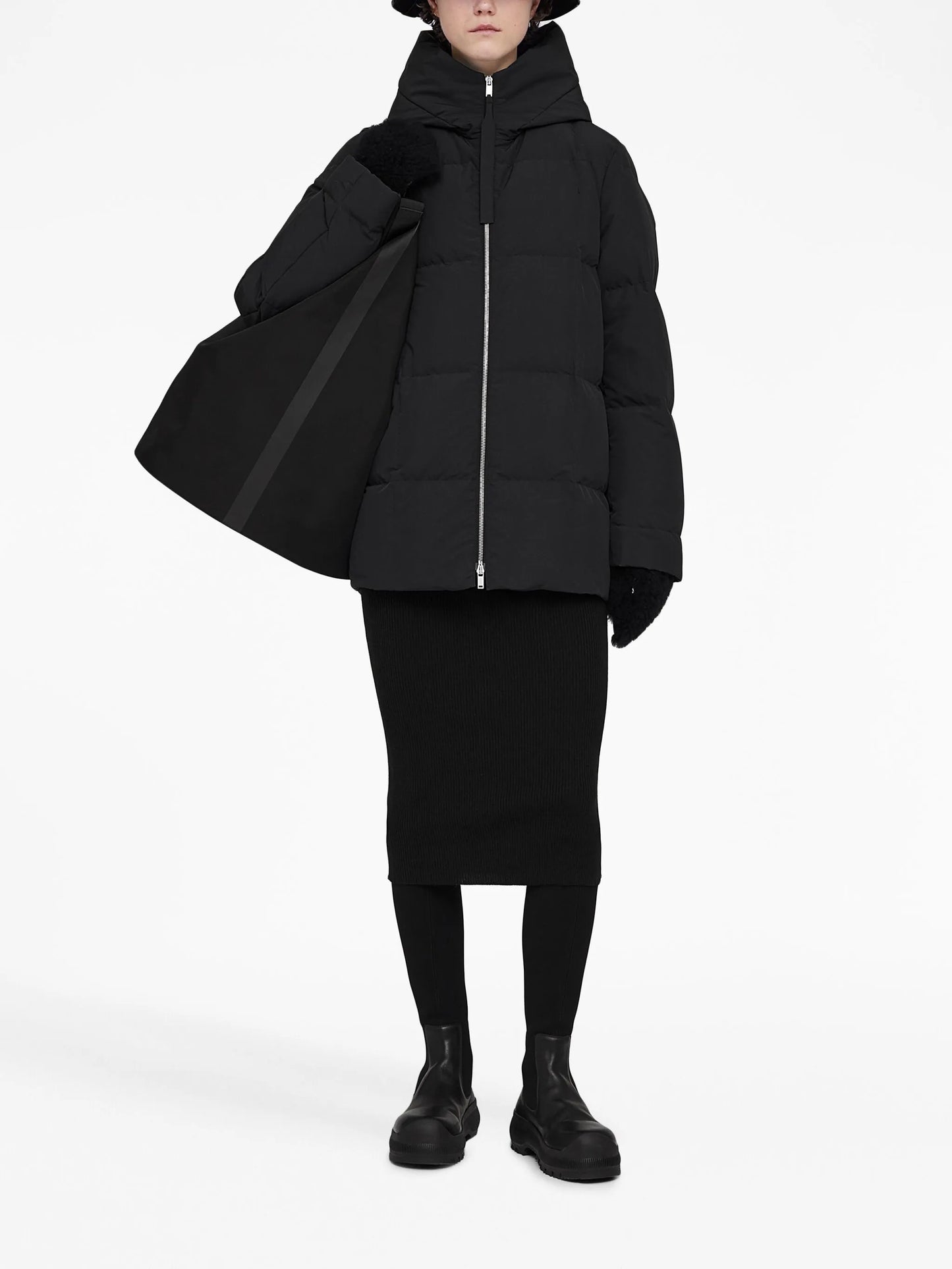 hooded quilted down jacket