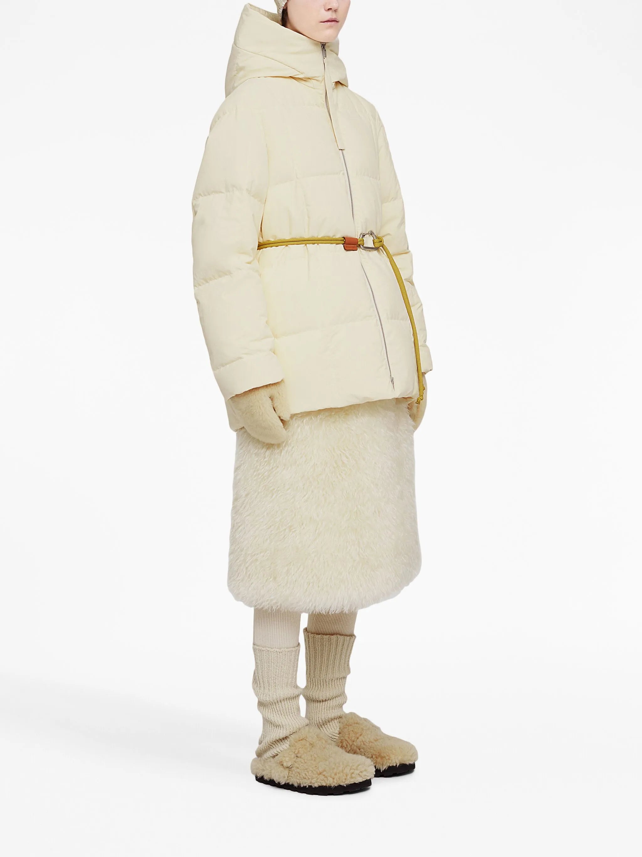 hooded quilted down jacket