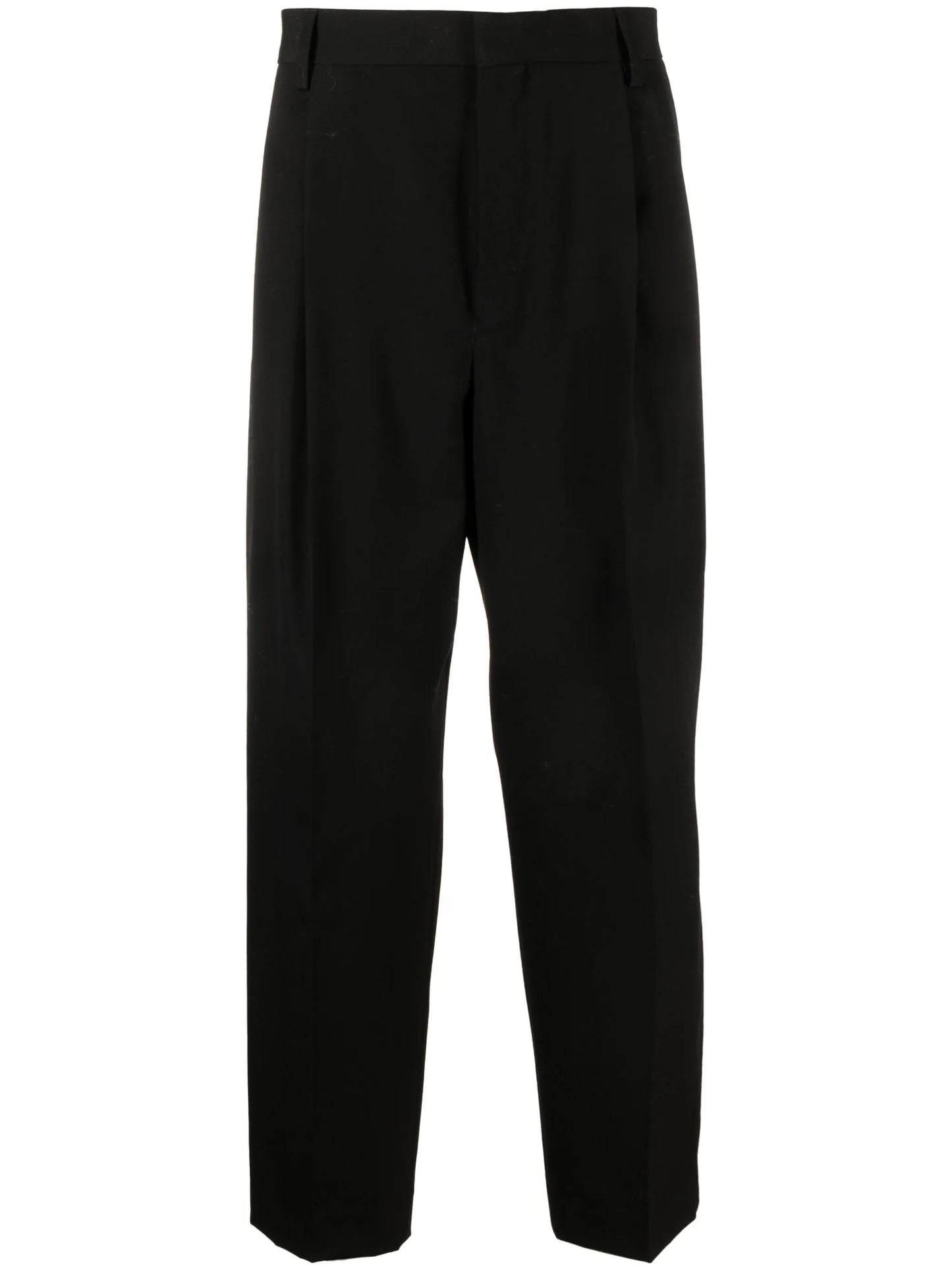 pleated tapered wool trousers