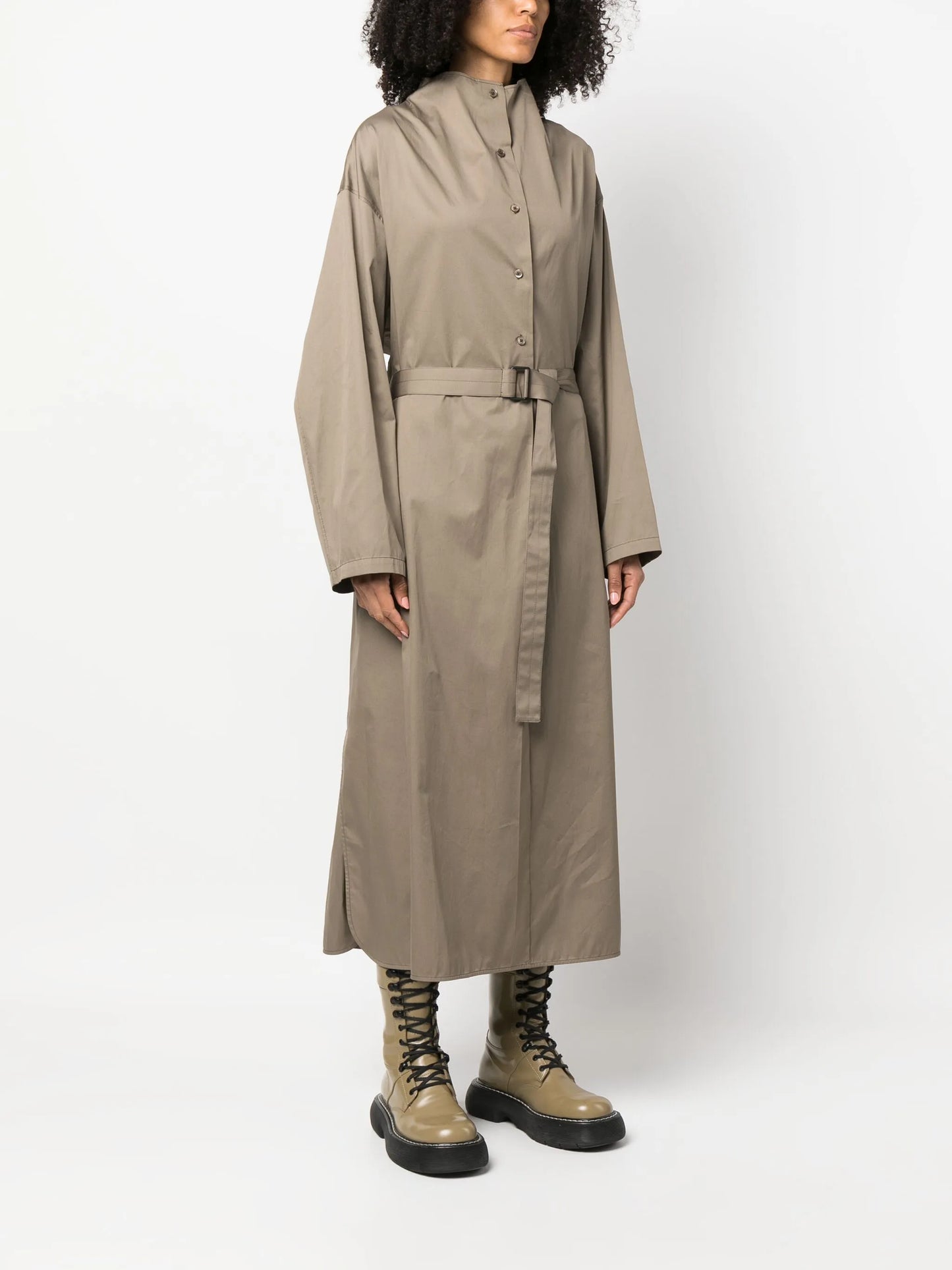 belted-waist cotton dress