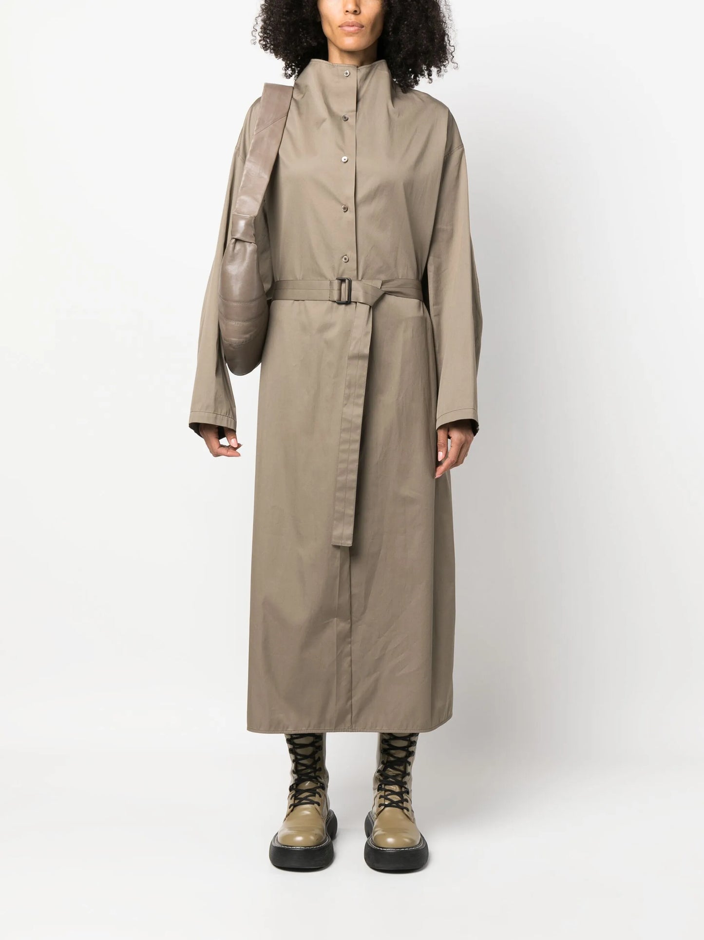 belted-waist cotton dress