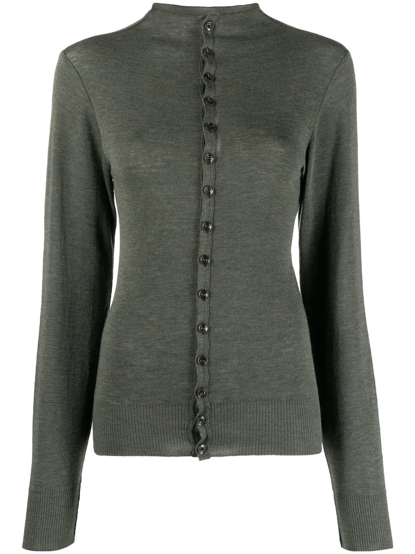high-neck wool cardigan