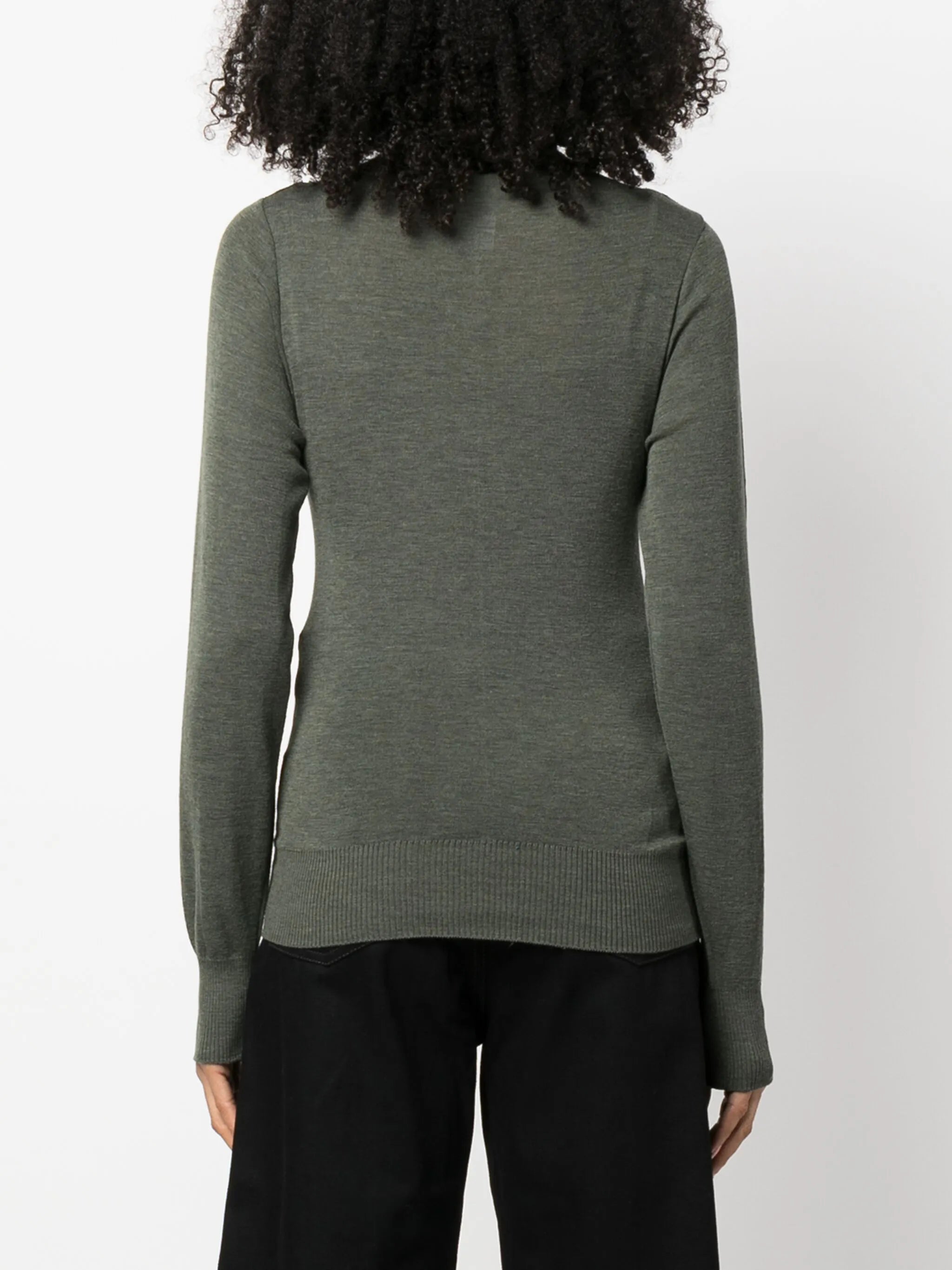 high-neck wool cardigan