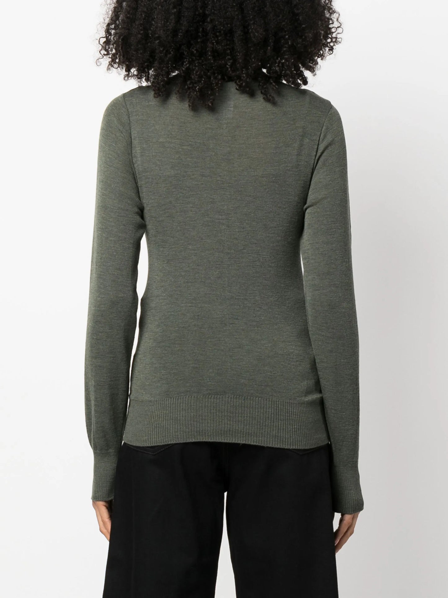 high-neck wool cardigan