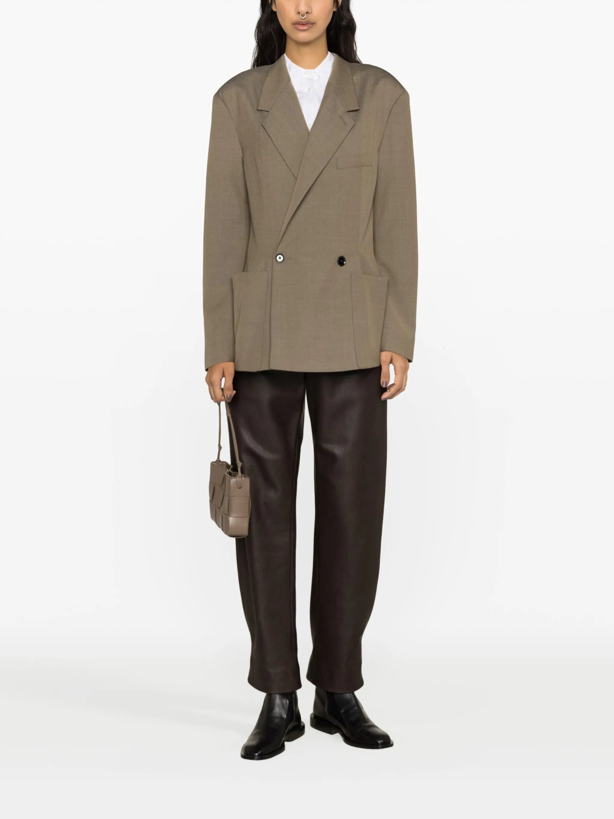 double-breasted cotton blazer