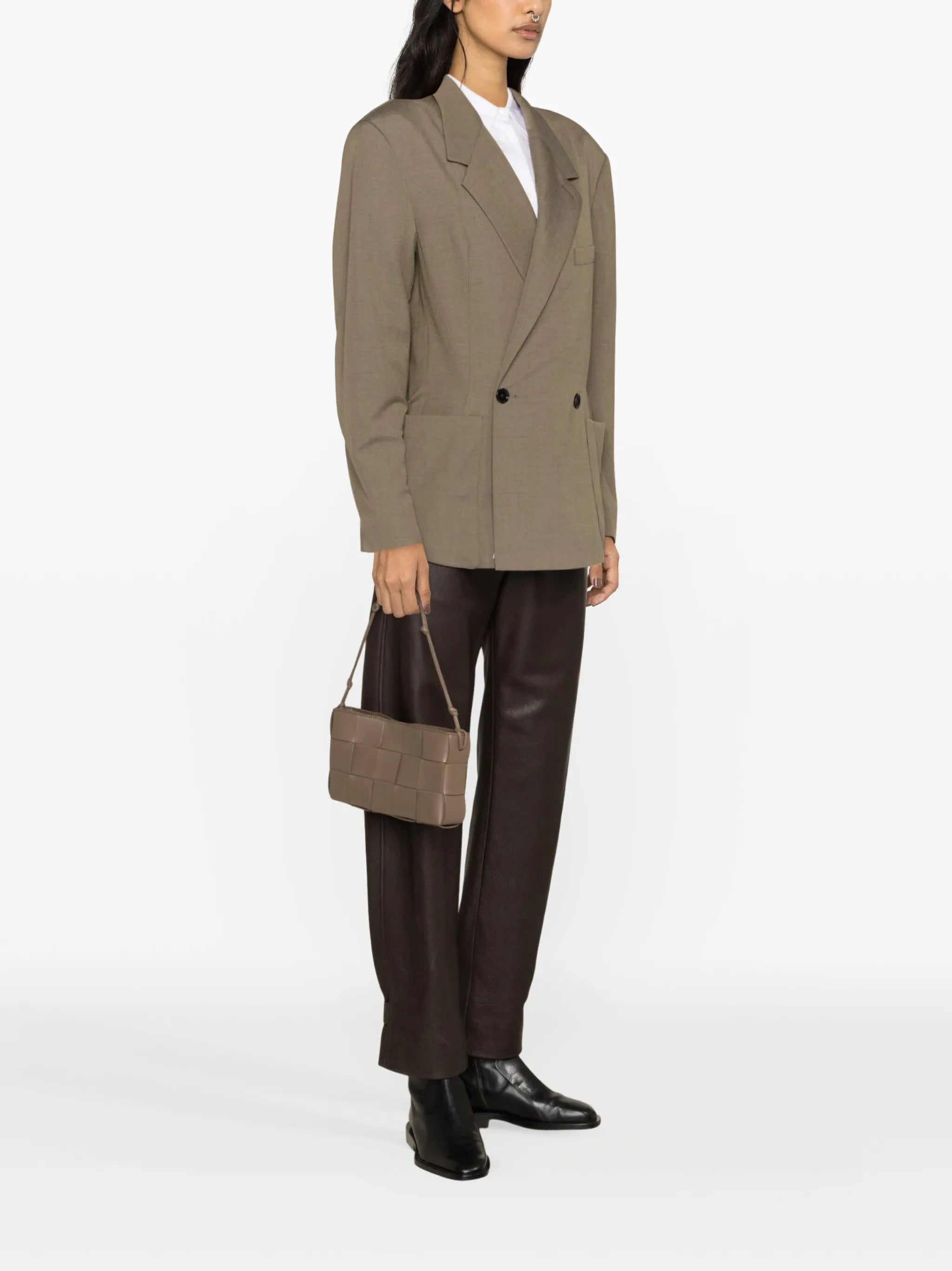 double-breasted cotton blazer