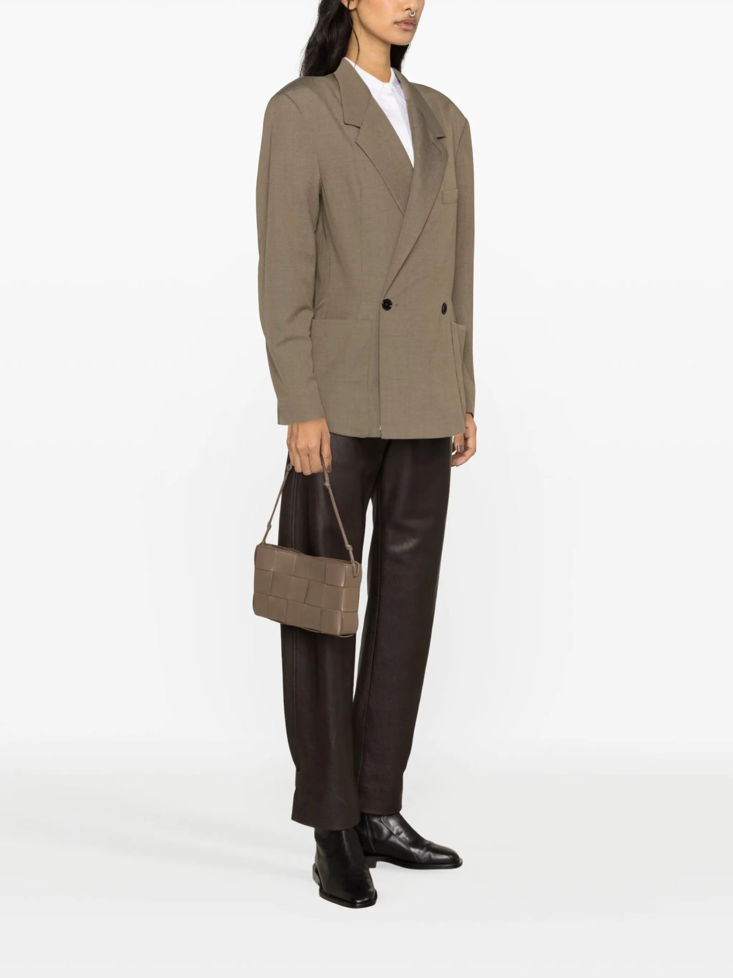 double-breasted cotton blazer