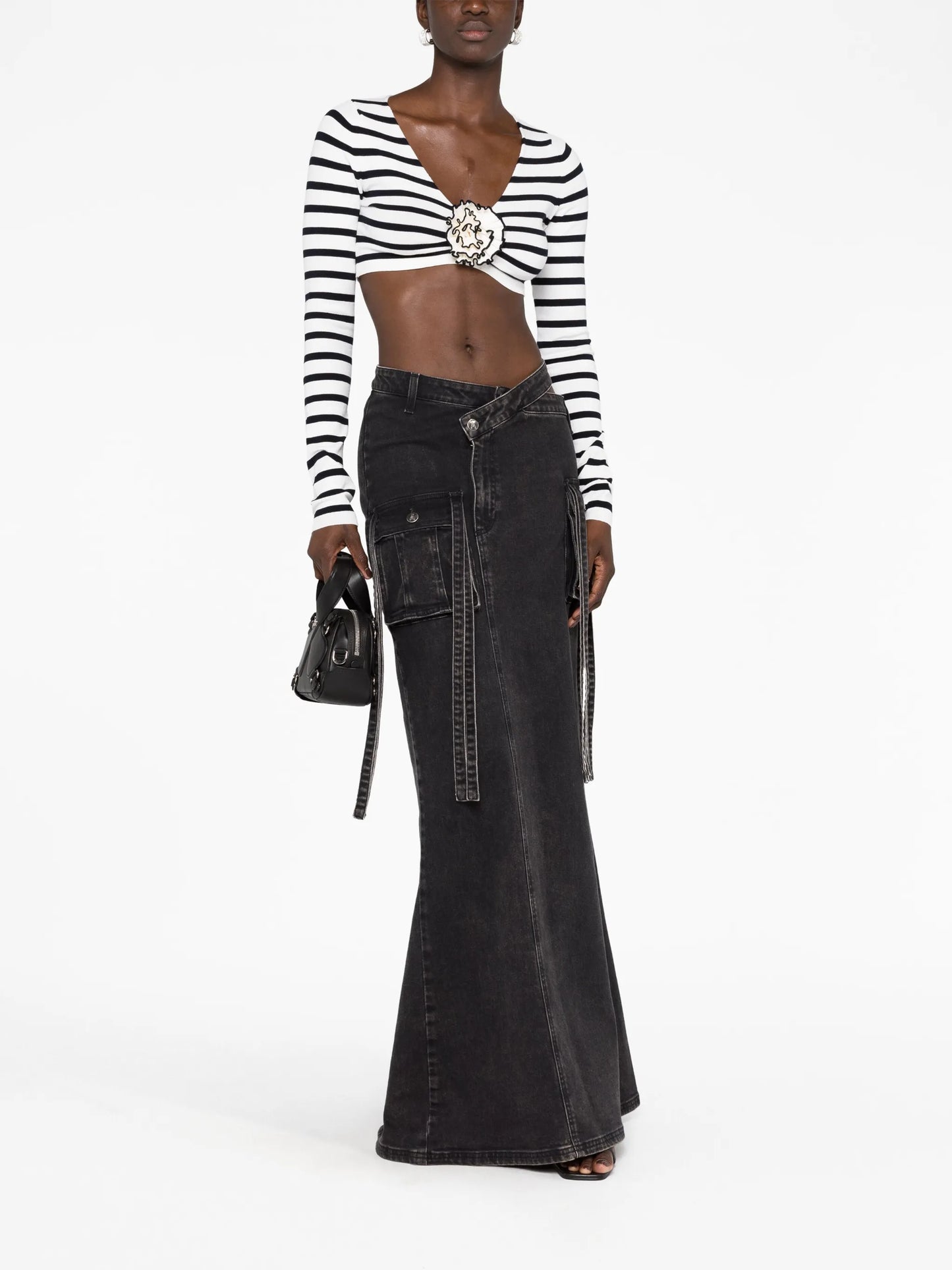 stripe-print cropped jumper