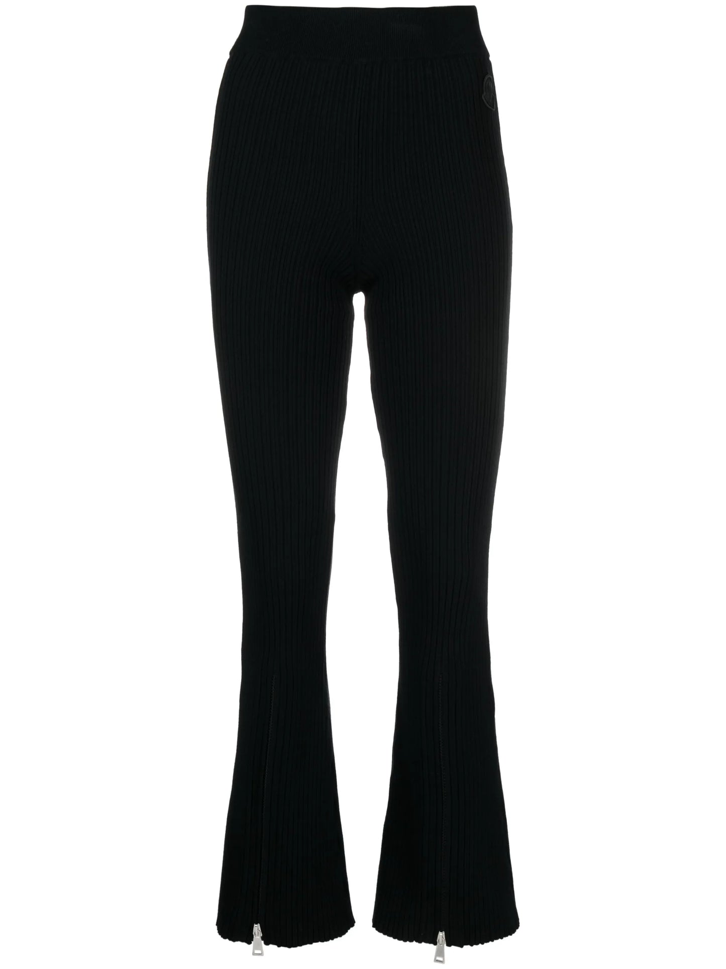 ribbed-knit flared trousers
