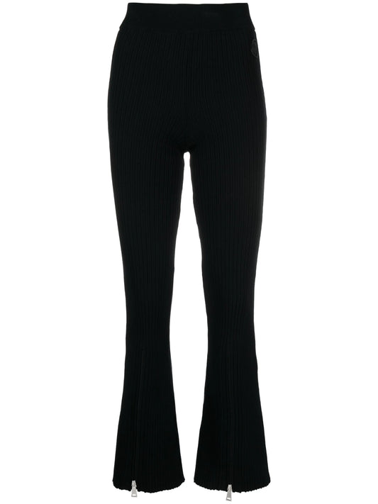 ribbed-knit flared trousers