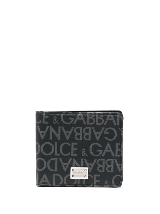 logo jacquard bi-fold wallet