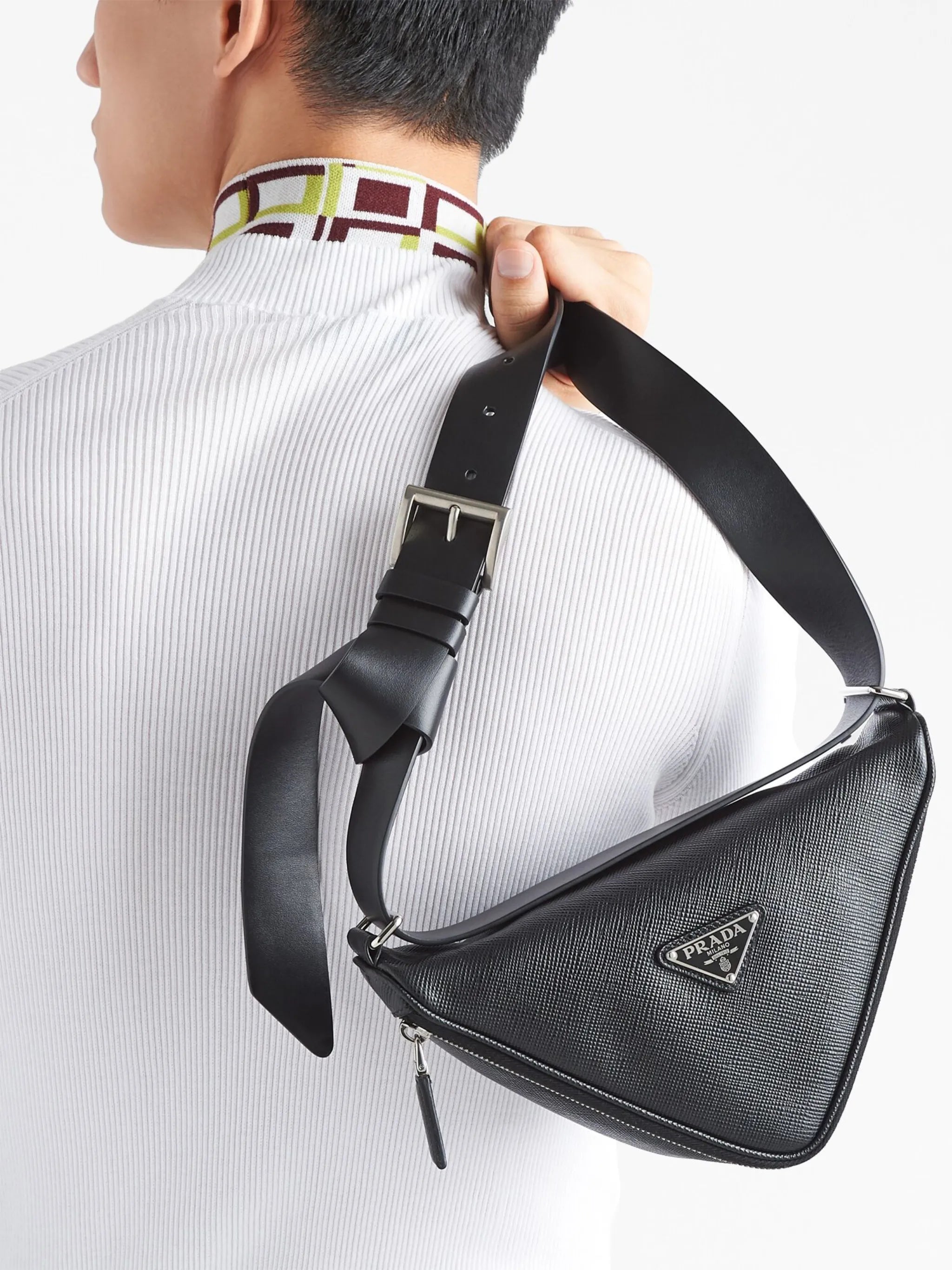 Triangle Saffiano-leather shoulder bag