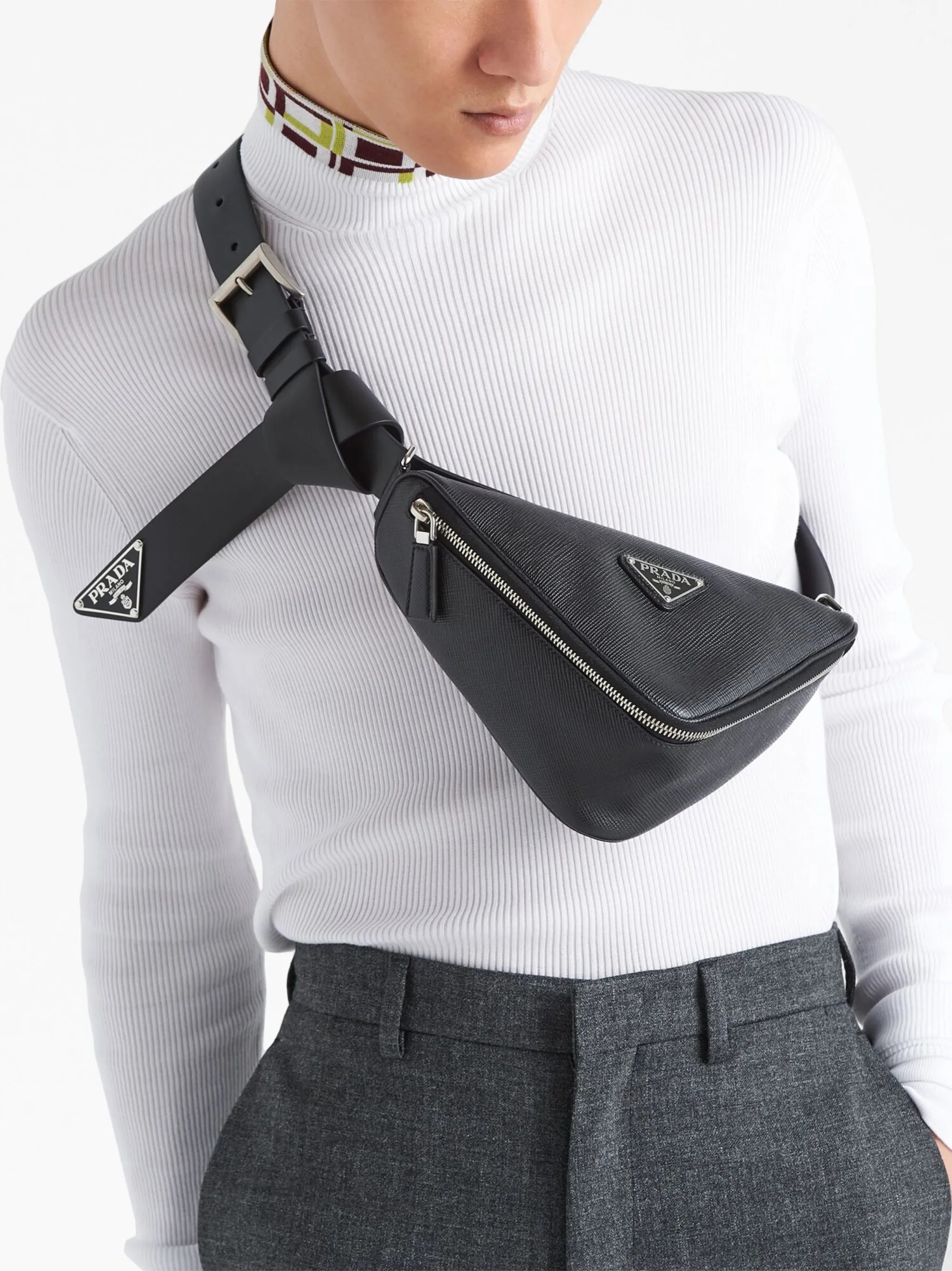 Triangle Saffiano-leather shoulder bag