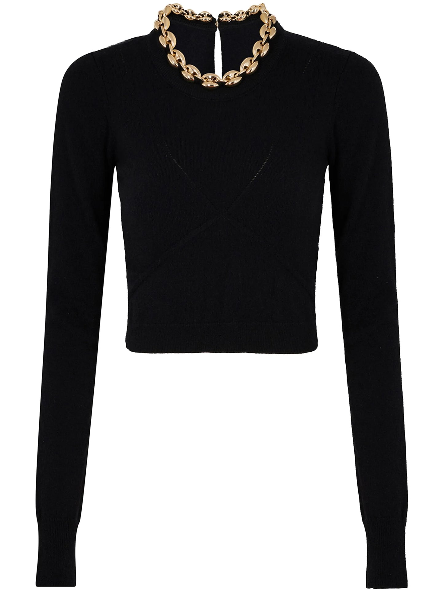 chain-link ribbed knitted top