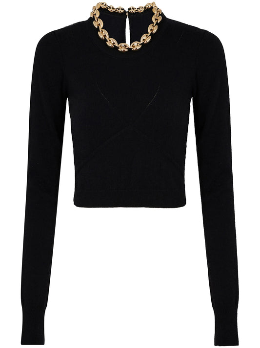 chain-link ribbed knitted top