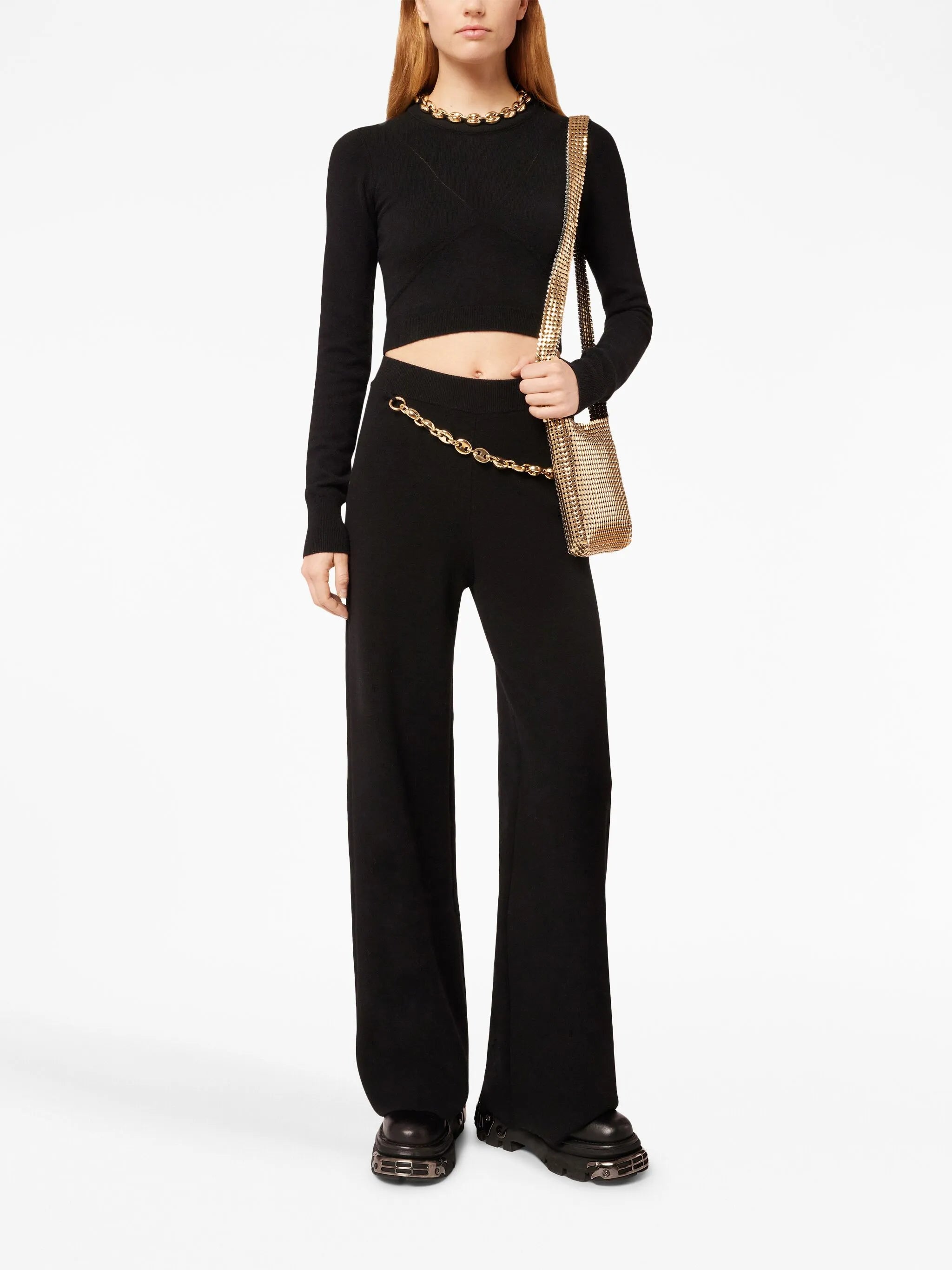 chain-link ribbed knitted top