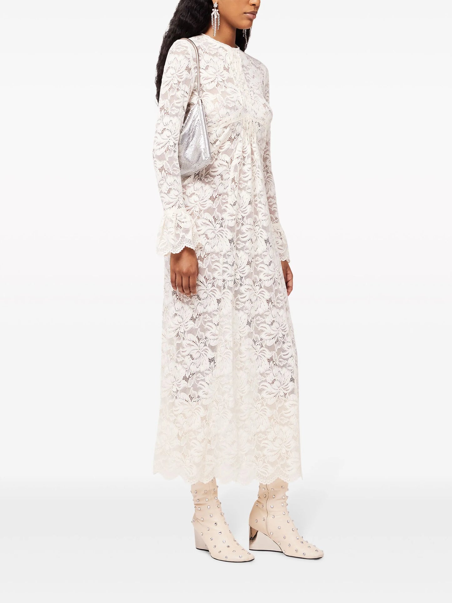 long-sleeve lace maxi dress