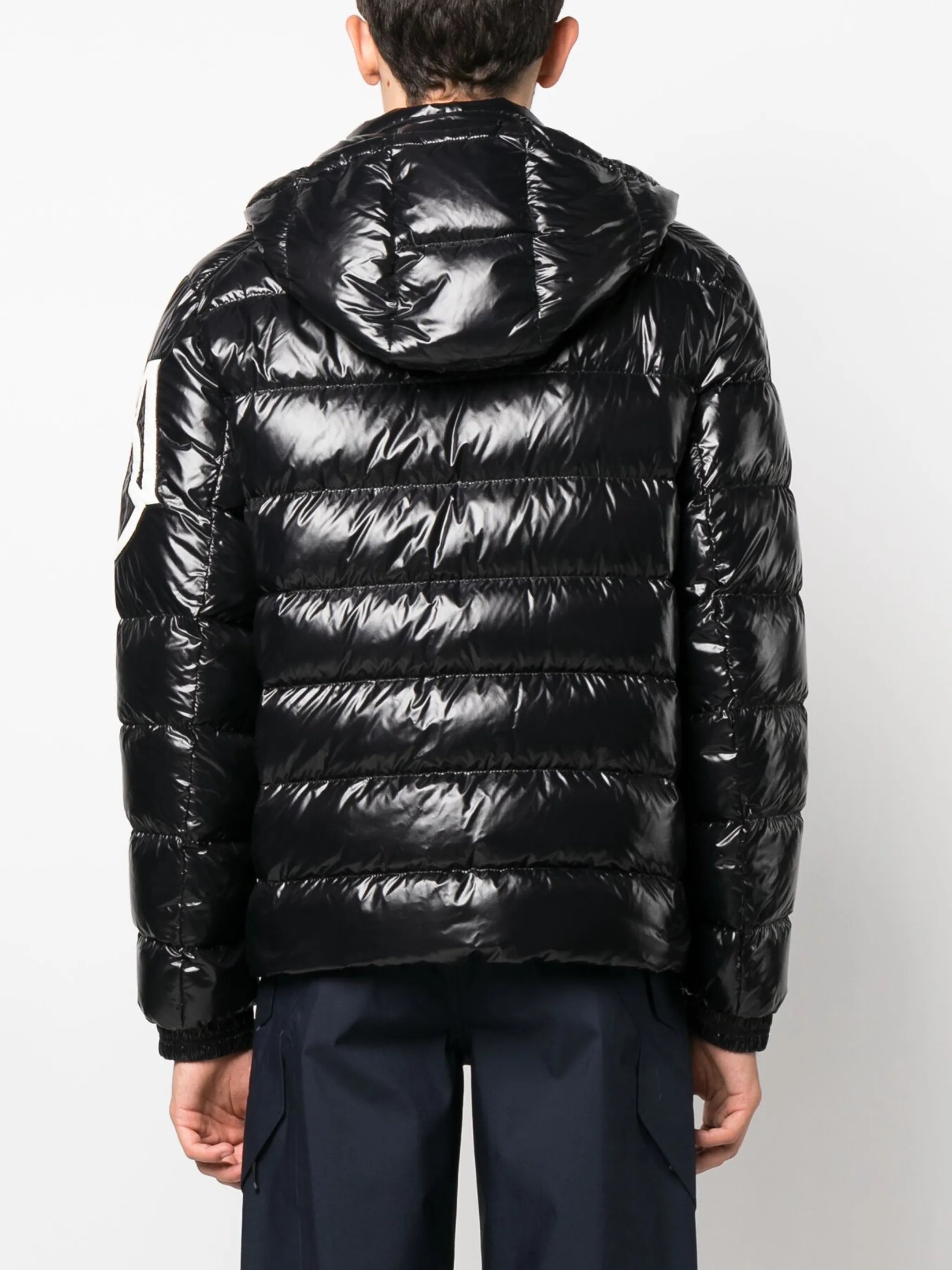logo-patch hooded down jacket