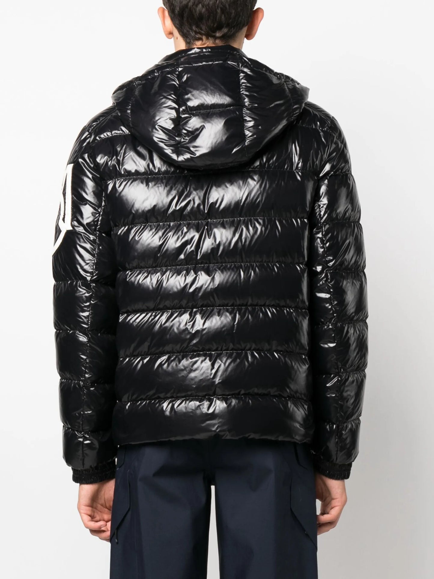 logo-patch hooded down jacket