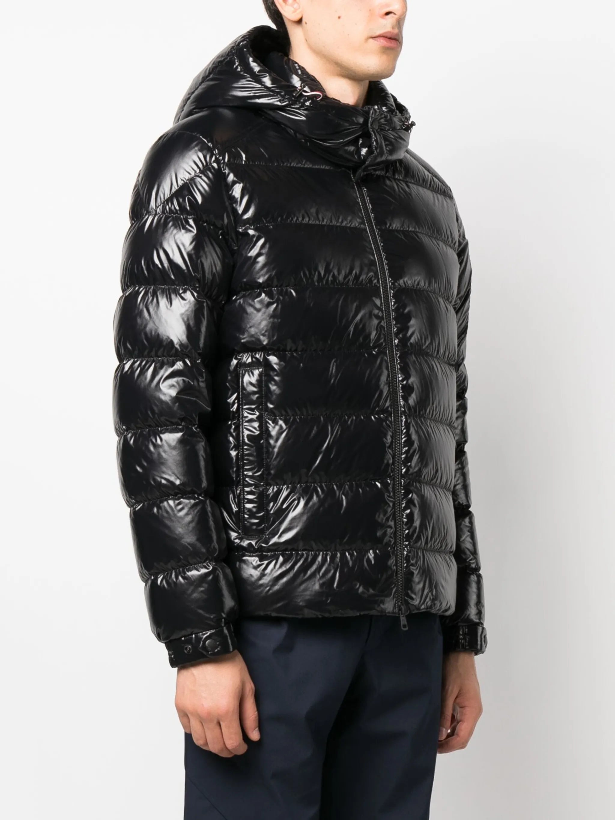 logo-patch hooded down jacket