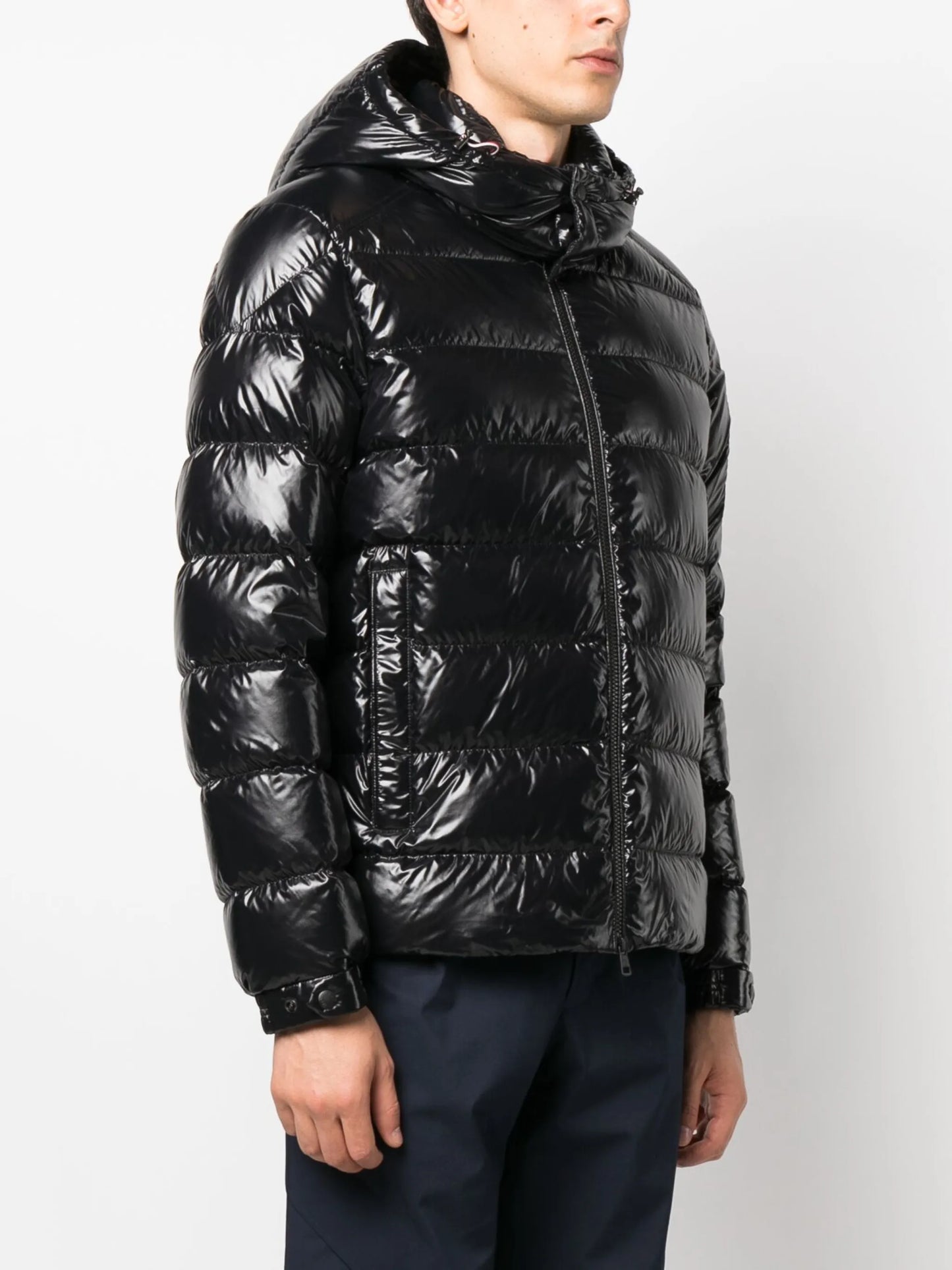 logo-patch hooded down jacket