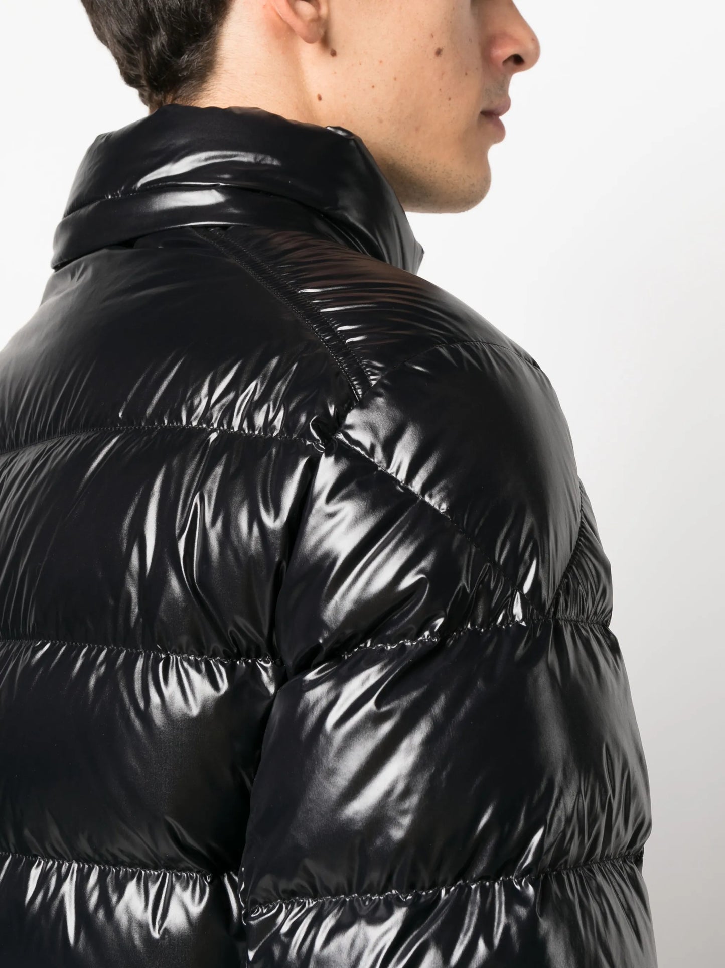 logo-patch hooded down jacket