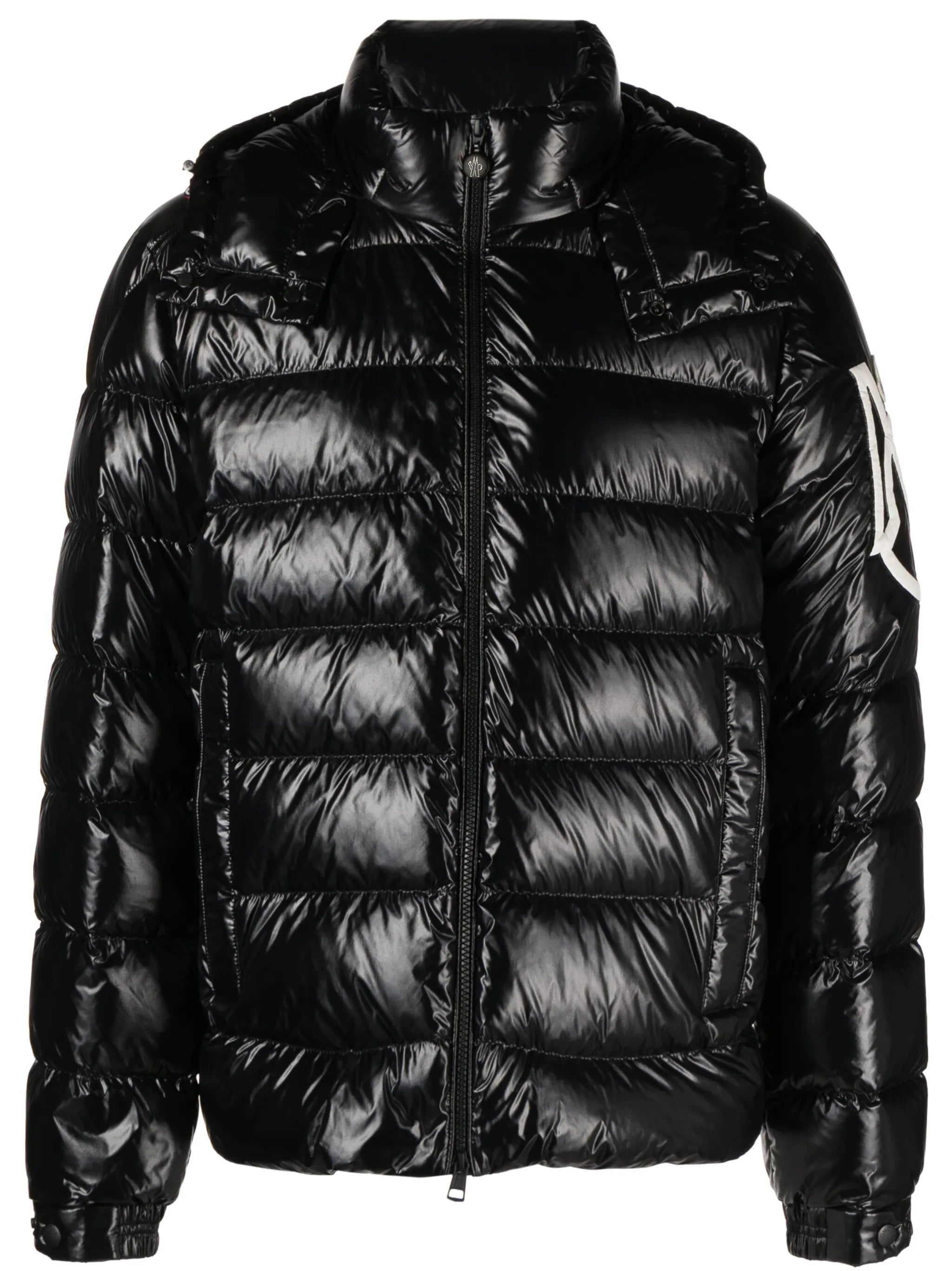 logo-patch hooded down jacket