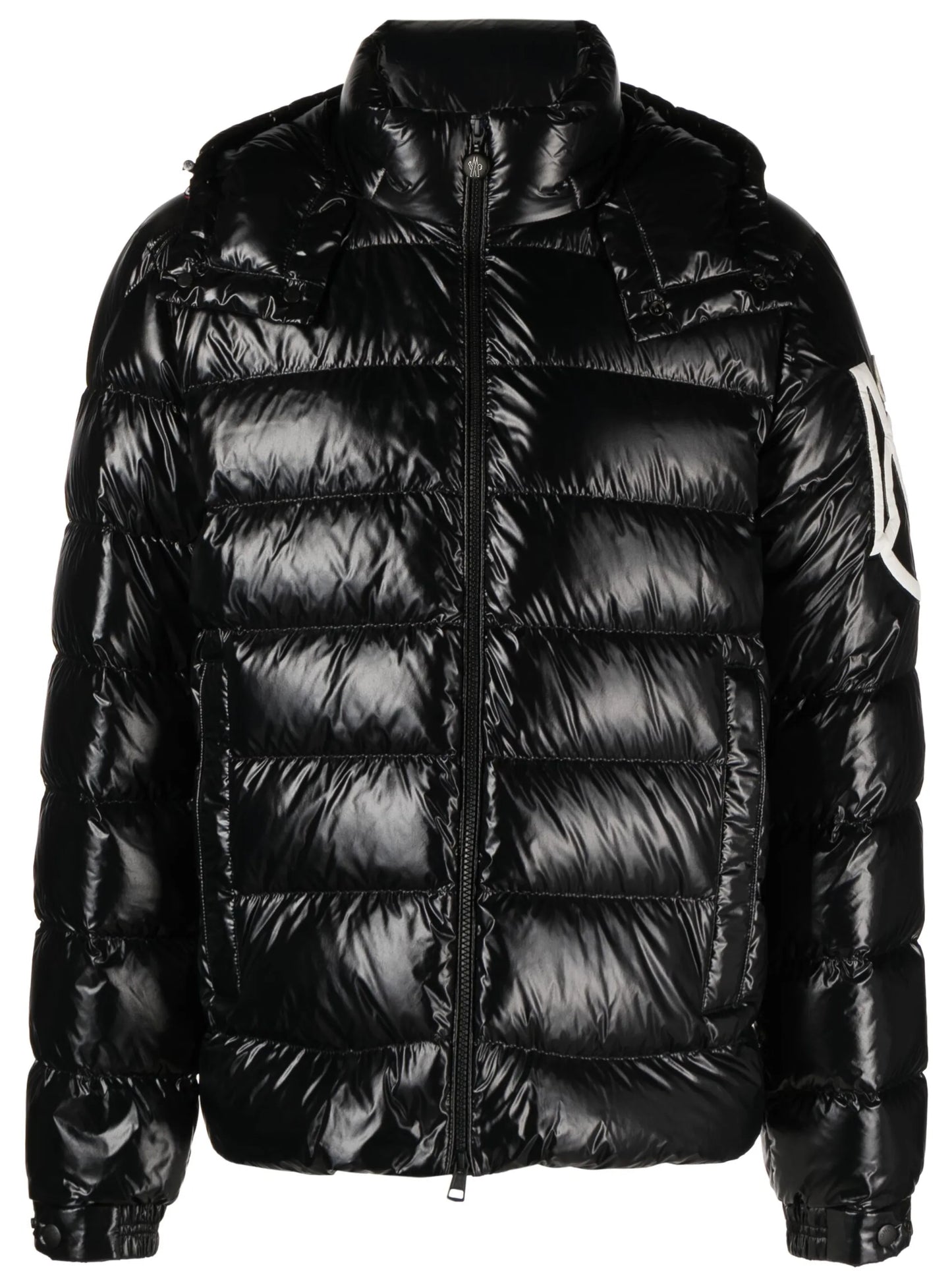 logo-patch hooded down jacket