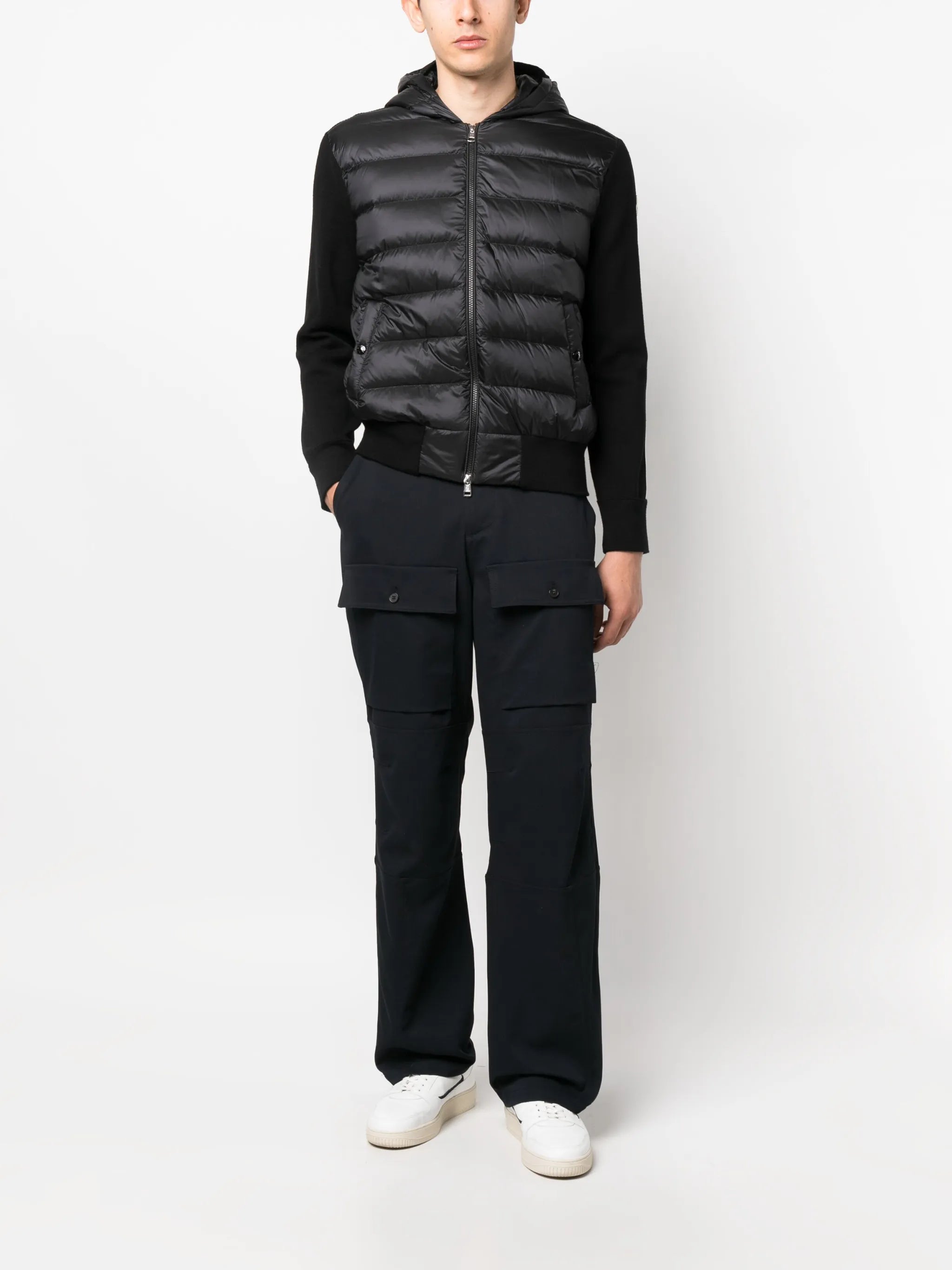 logo-patch padded fleece jacket
