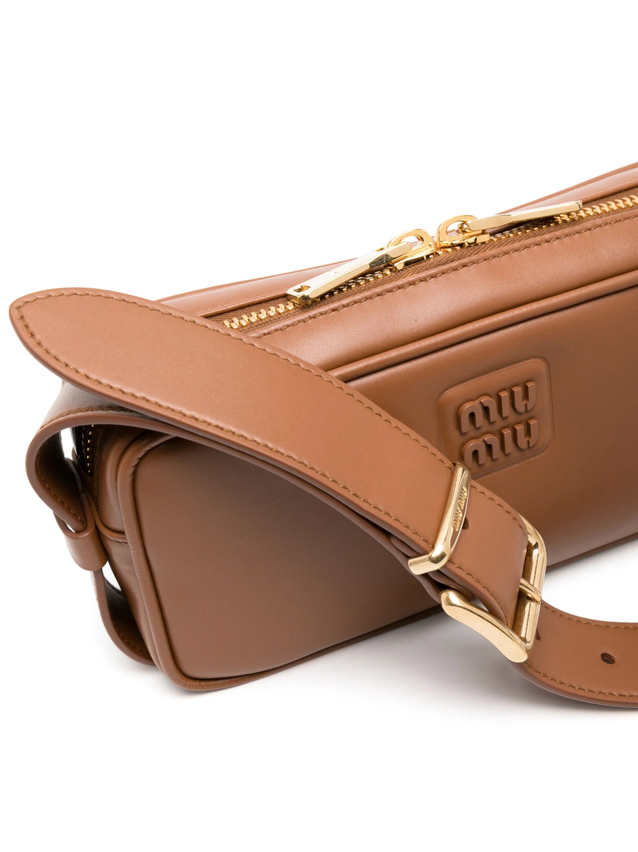logo-plaque leather shoulder bag