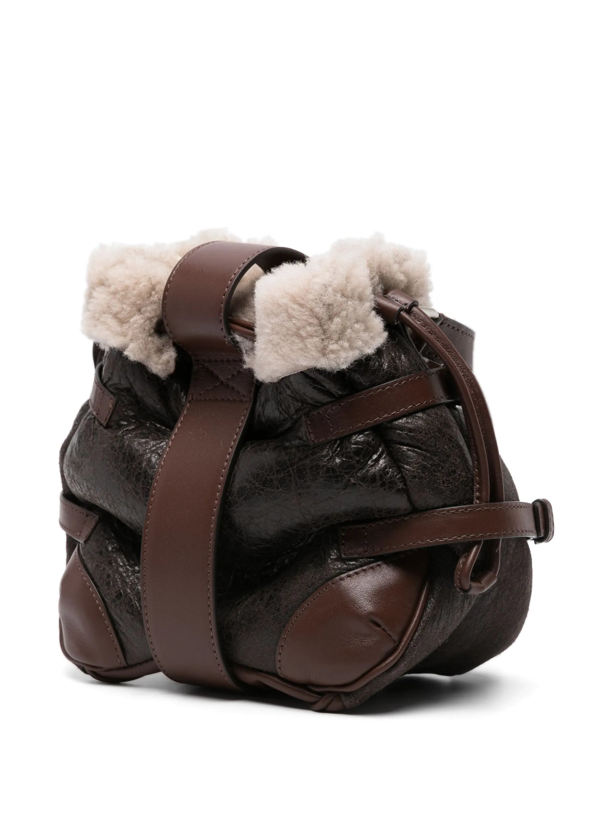 leather belt-embellished bucket bag