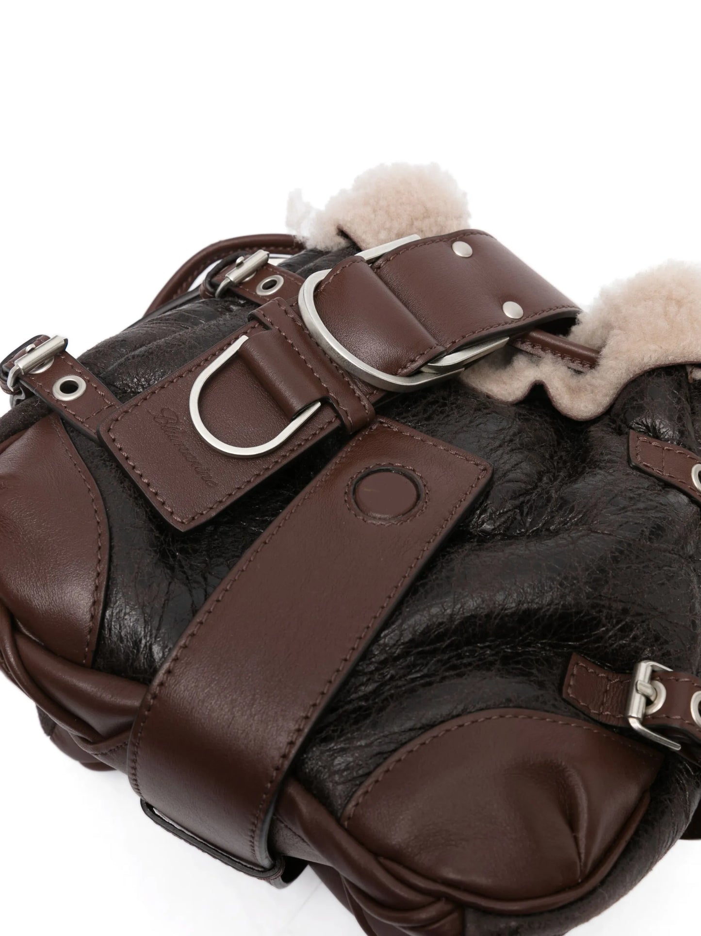leather belt-embellished bucket bag