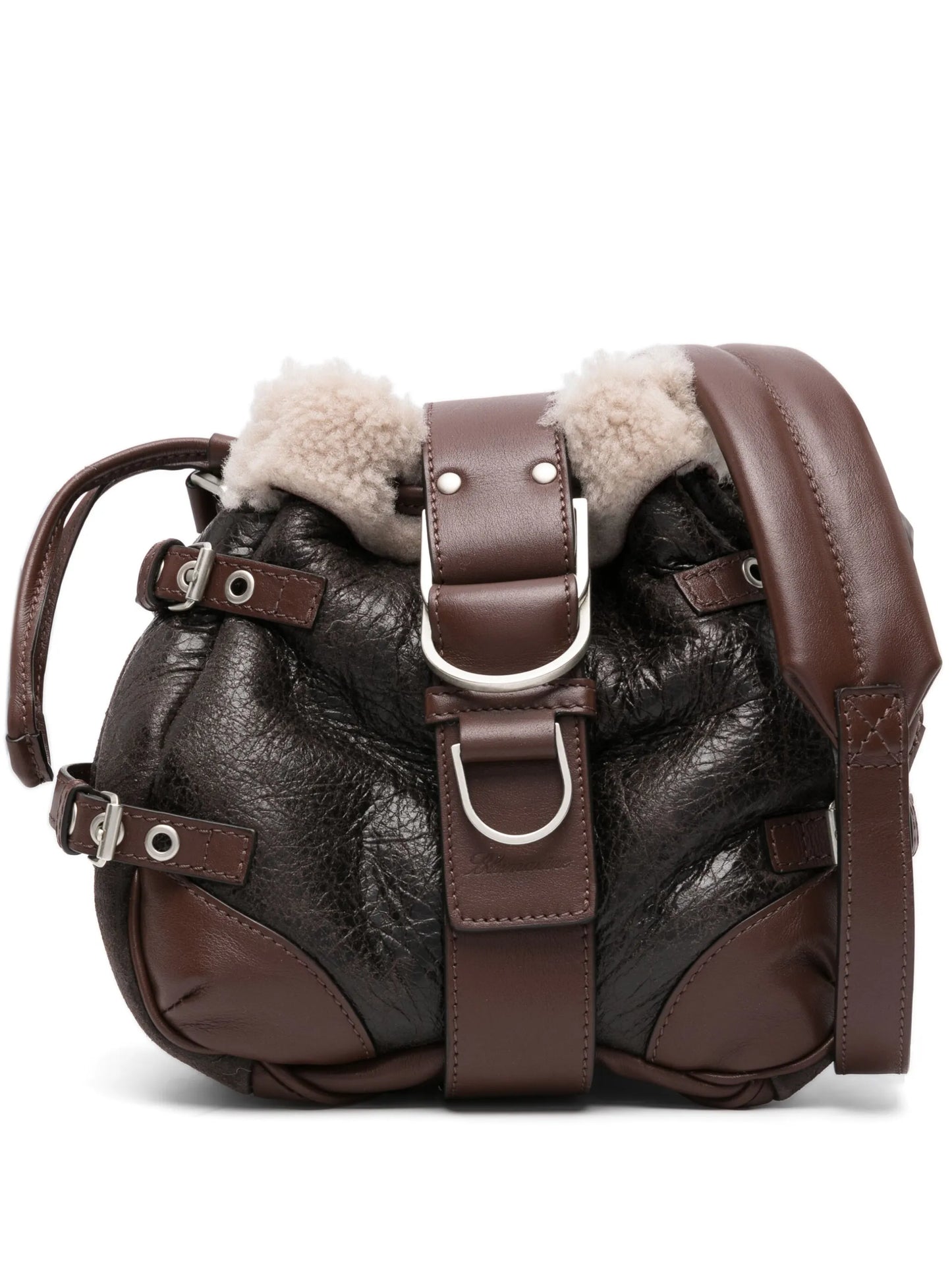 leather belt-embellished bucket bag