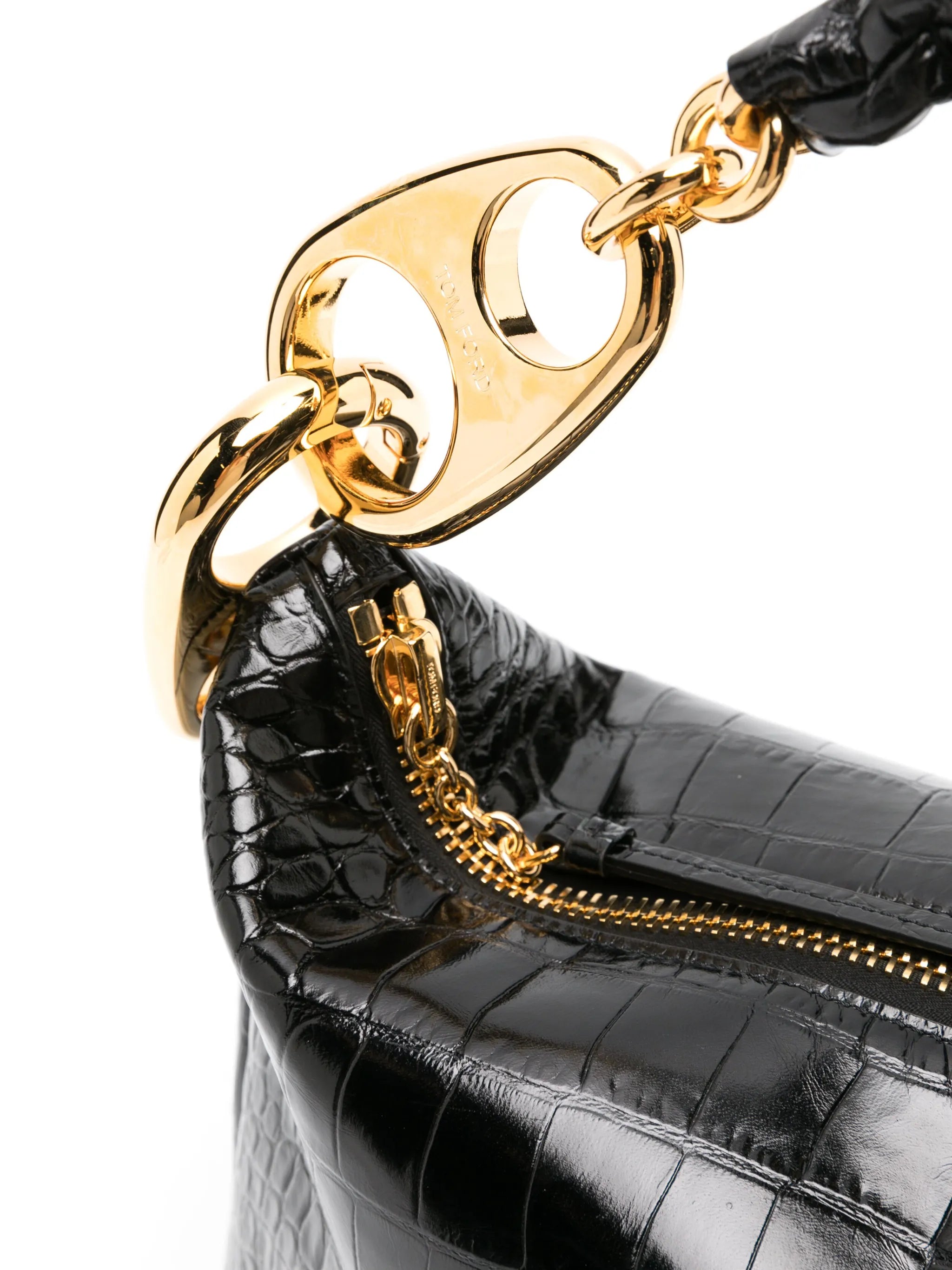 Carine crocodile-embossed leather bag