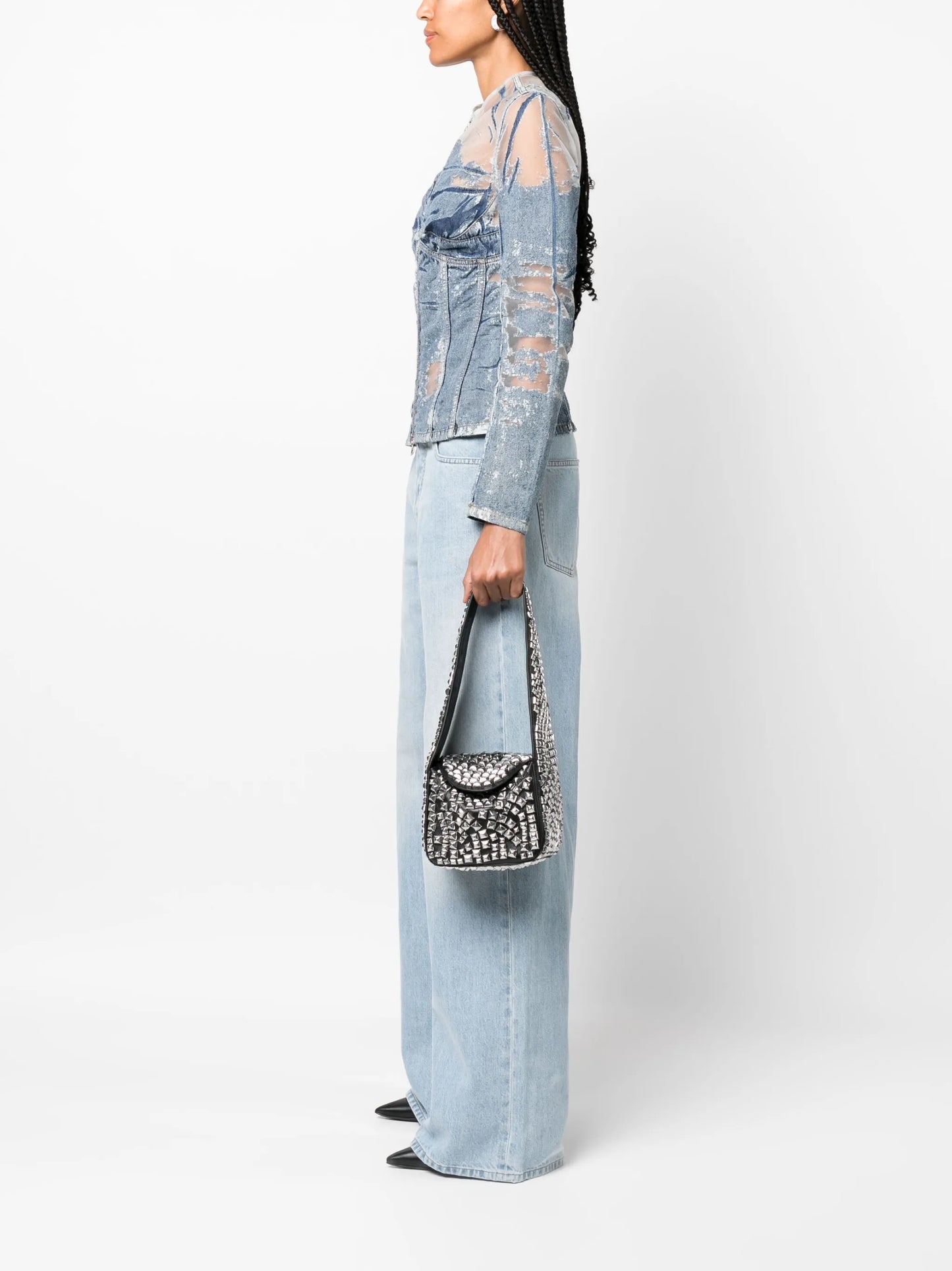 small studded hobo shoulder bag